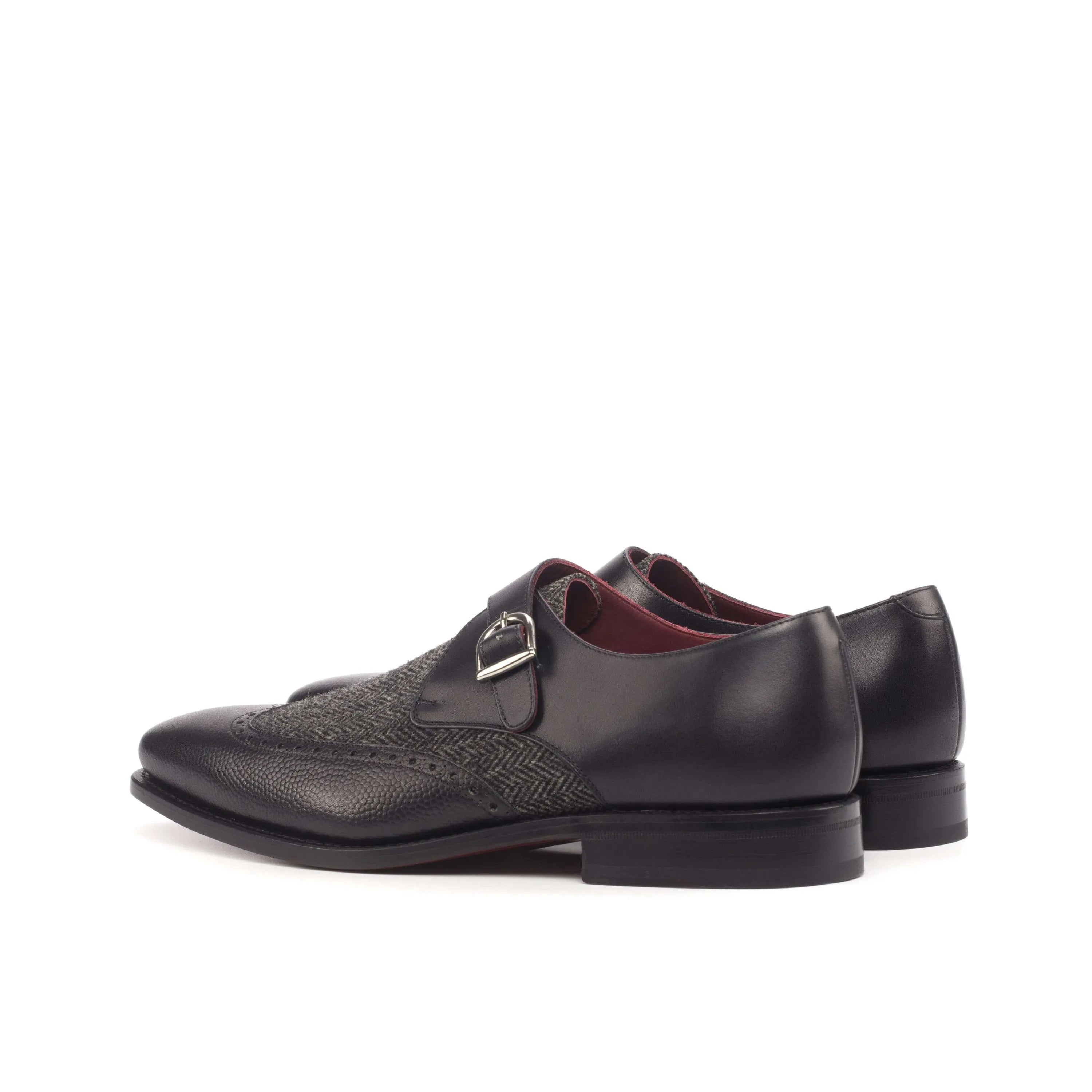 Black leather Caval Single Monk strap shoes for elegant formal attire