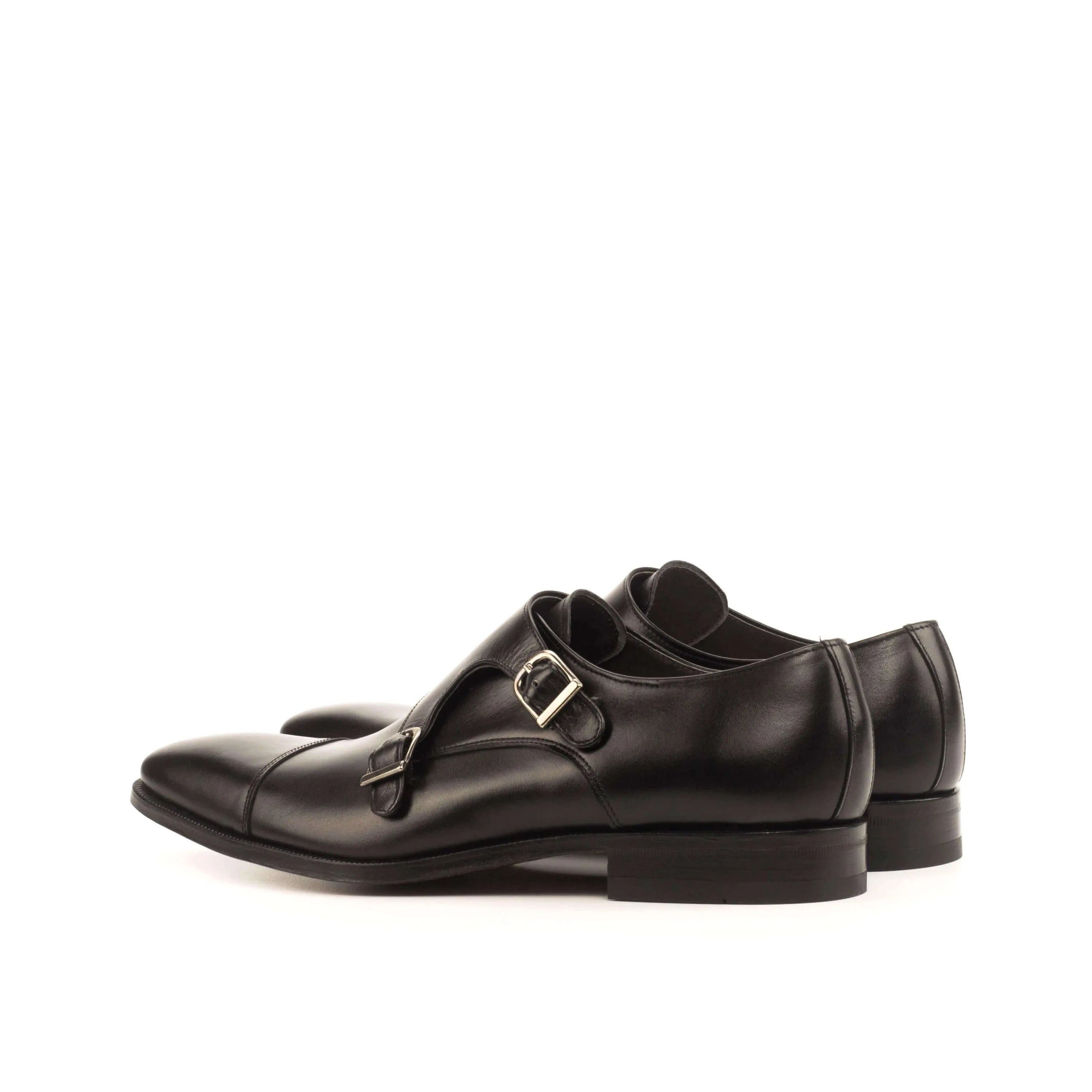 Black leather Cayton Double Monk II double monk strap shoes for formal occasions