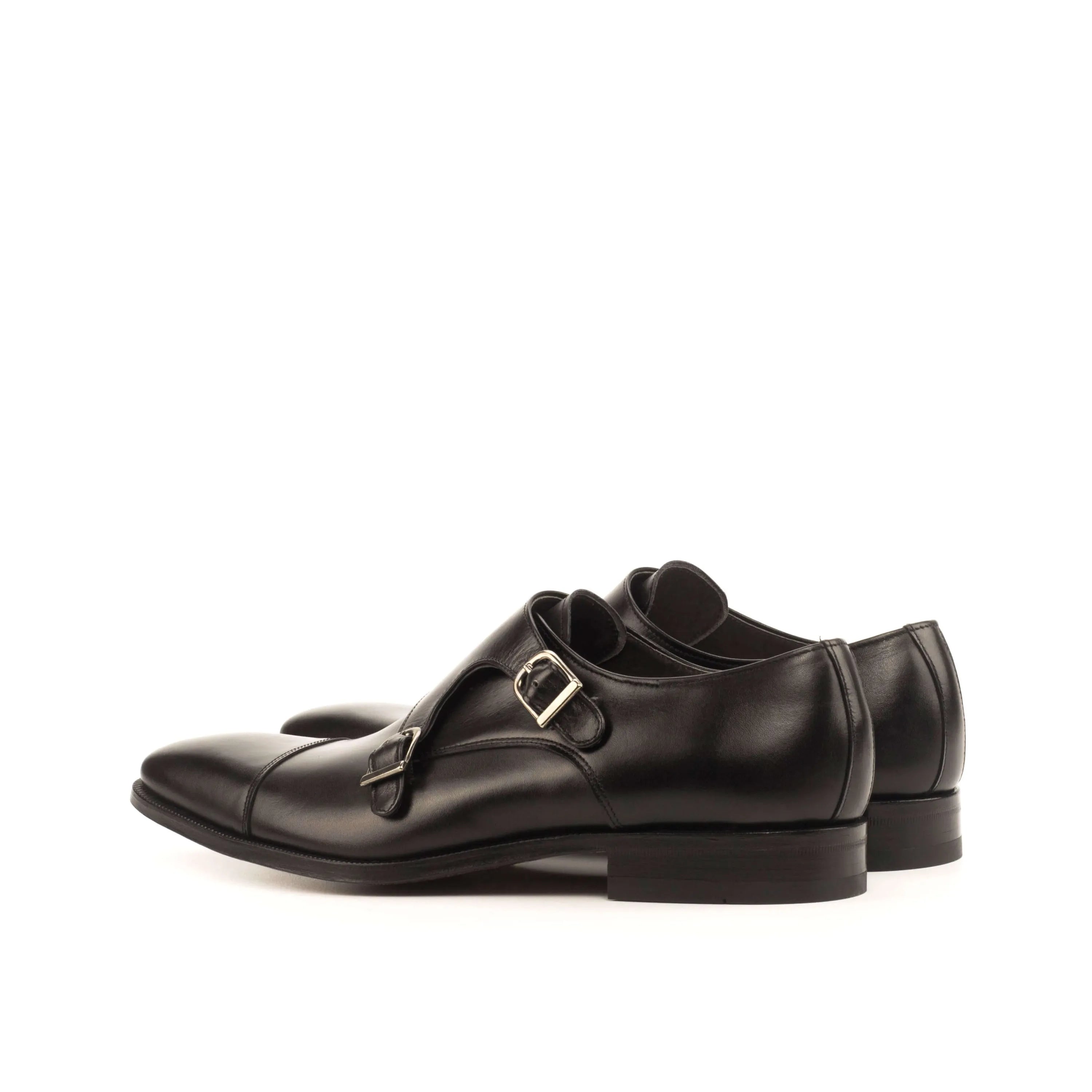 Black leather Cayton Double Monk strap shoes ideal for sophisticated style