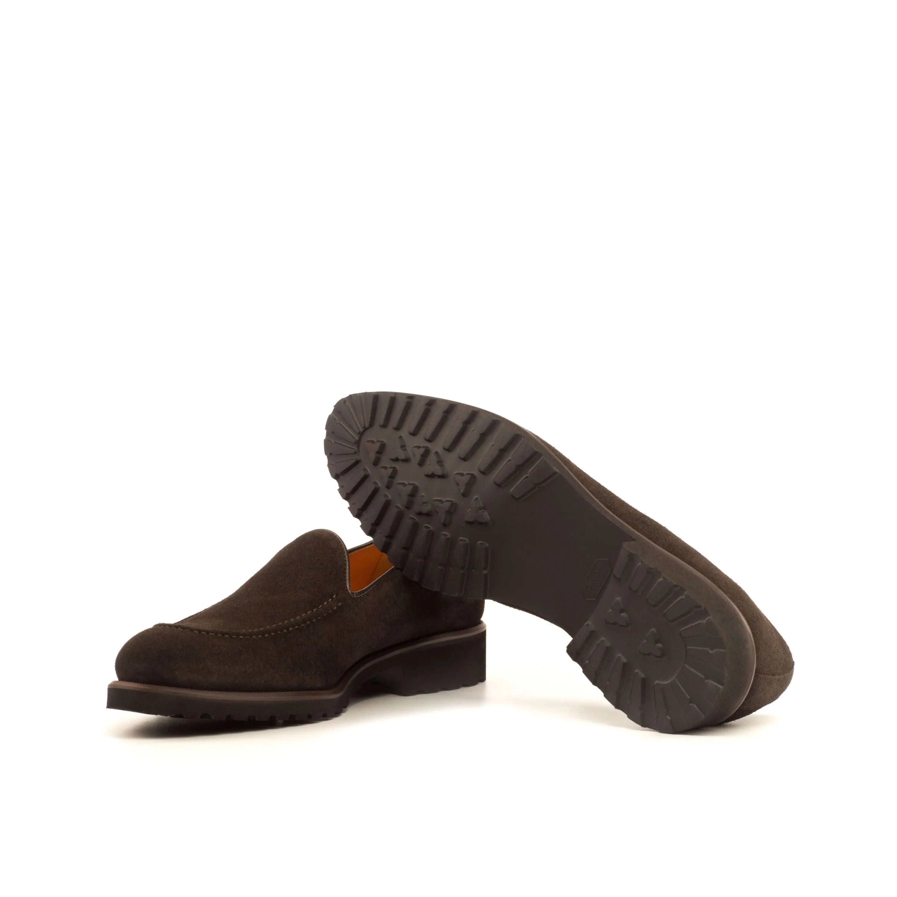 Elegant dark brown Chahta Loafers featuring luxurious suede and durable lug soles
