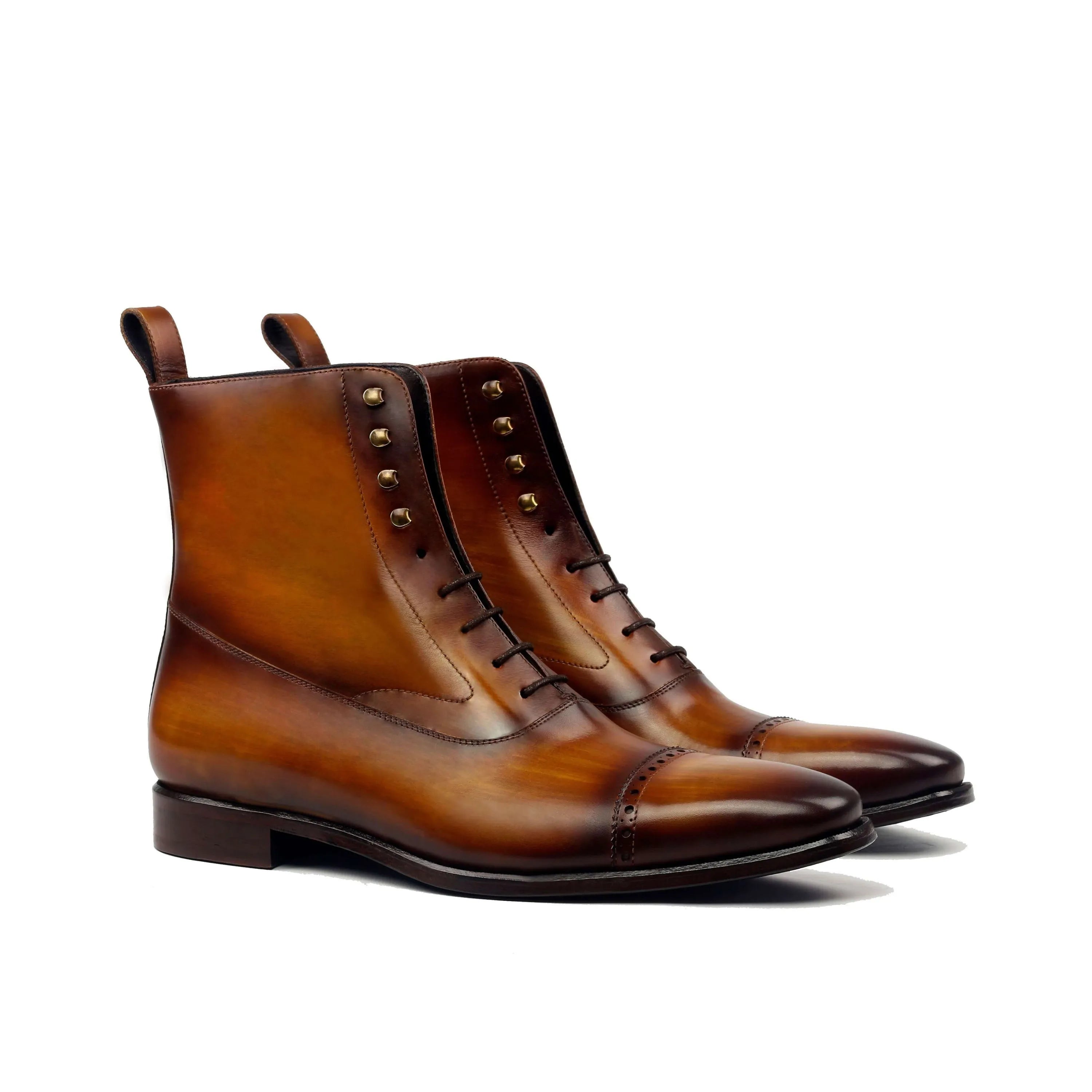 Brown leather lace-up Chalky W Balmoral Boots II, a style of luxury bespoke shoes for men