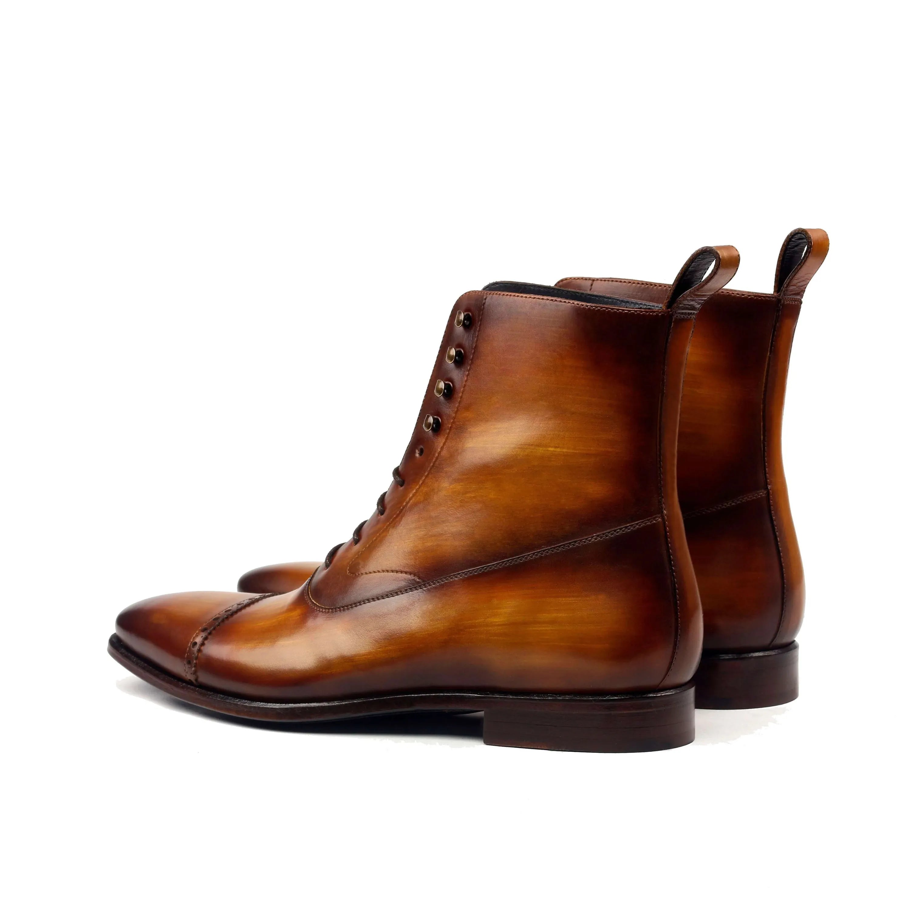 Brown leather lace-up Balmoral boots in luxury bespoke men’s footwear, Chalky W Balmoral