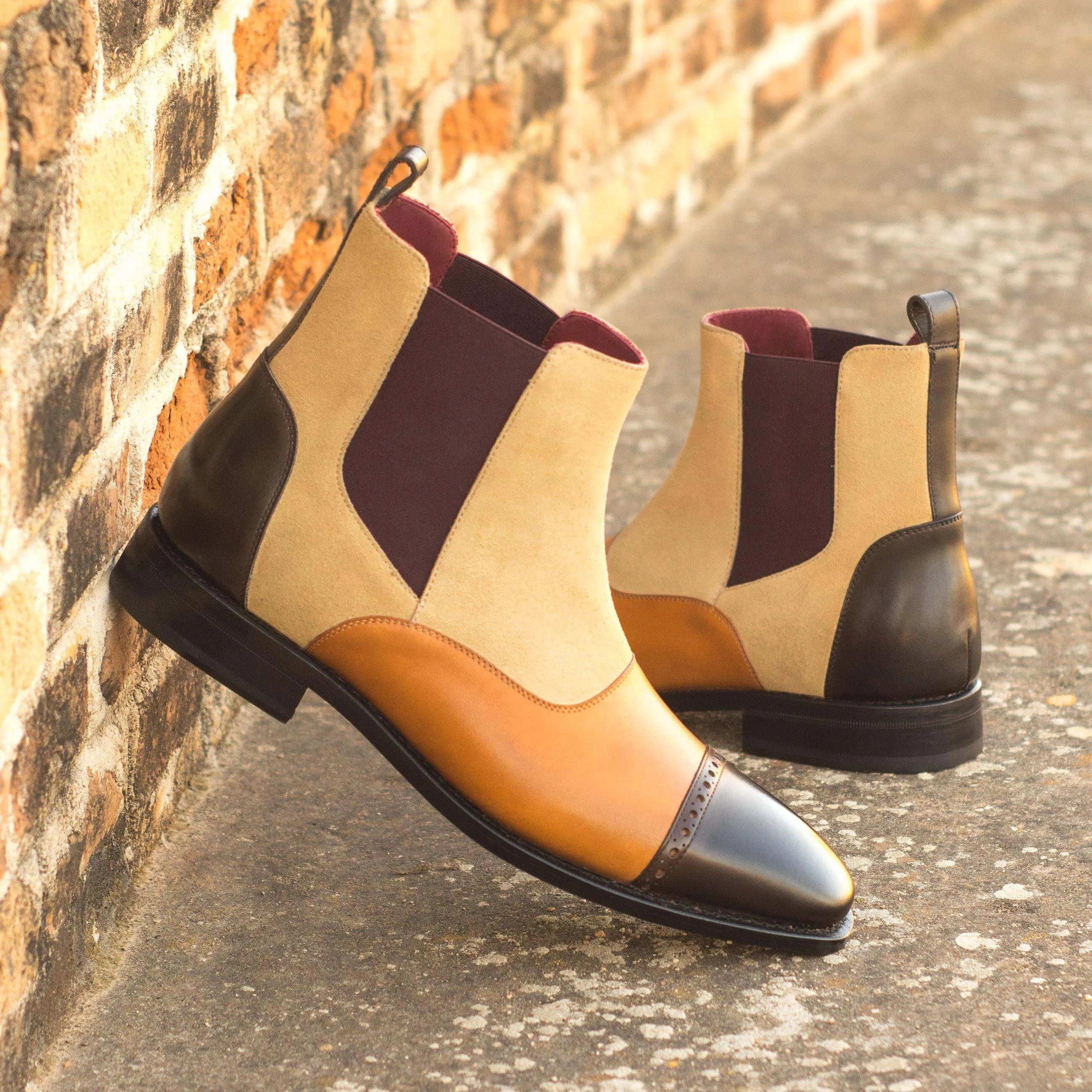 Two-tone leather Chiva Chelsea Boot showcasing modern style and classic design