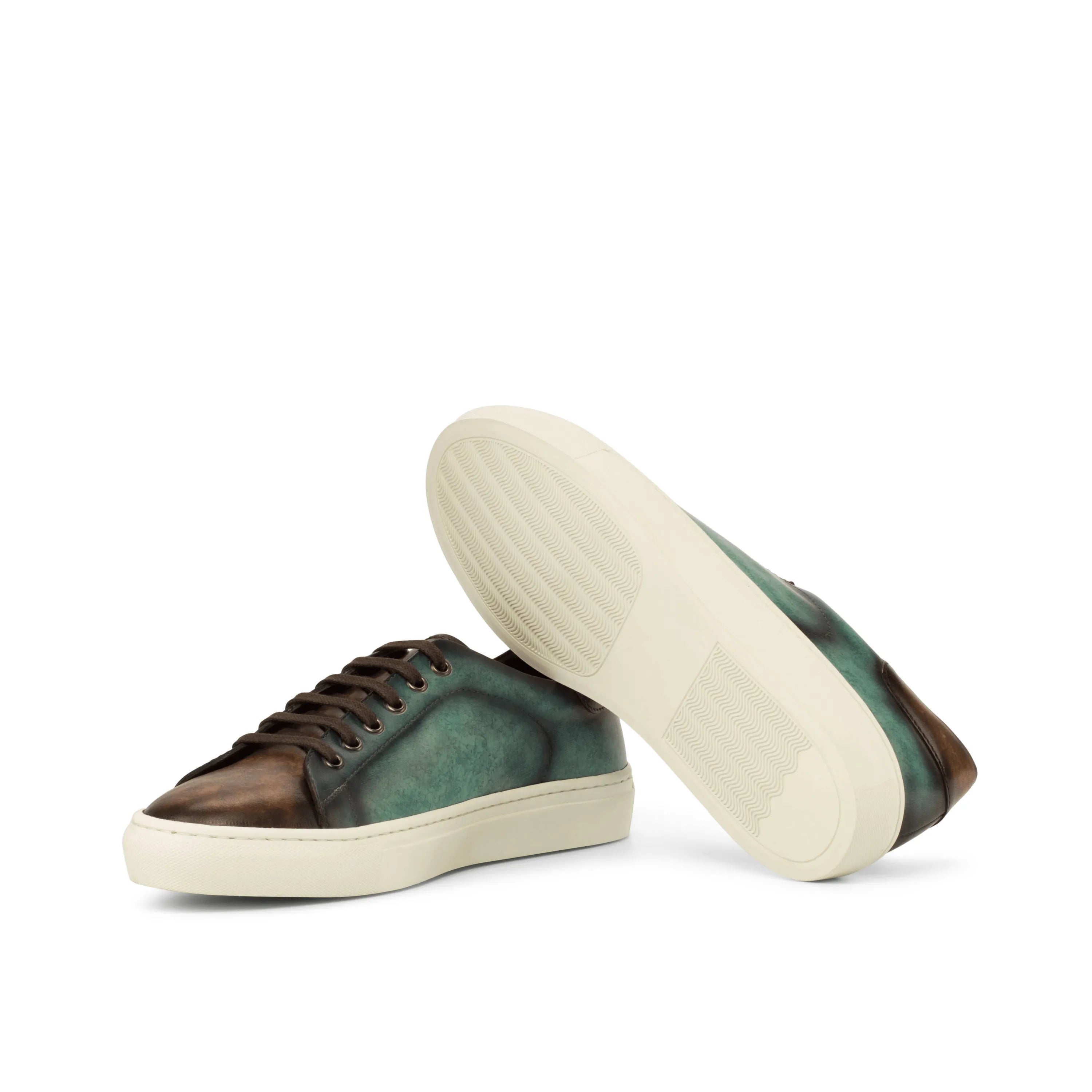 Brown and green leather Chochmo Trainer Sneaker II showcasing stylish athletic design