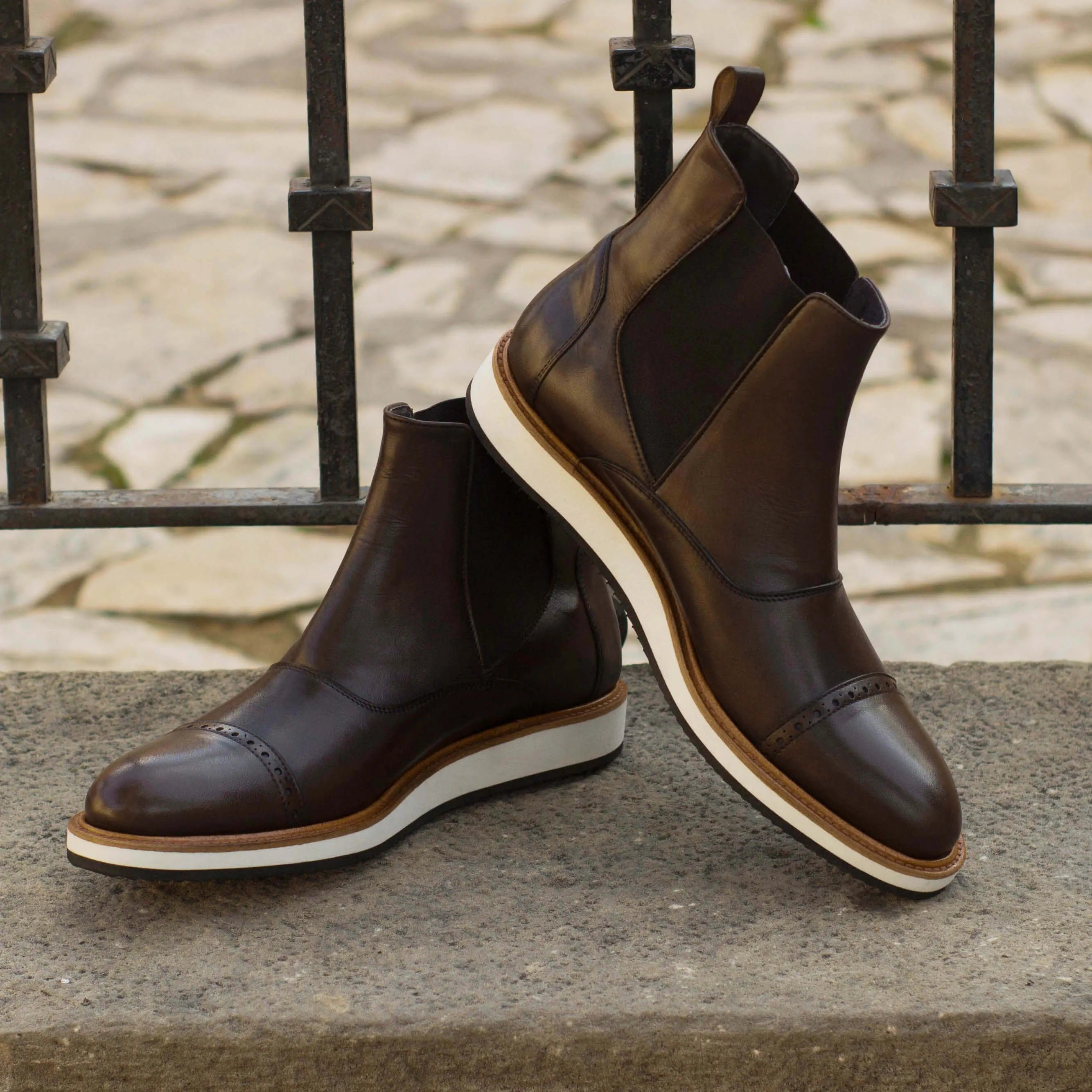 Brown leather Choovio Chelsea Boots showcasing elegant design and superior craftsmanship