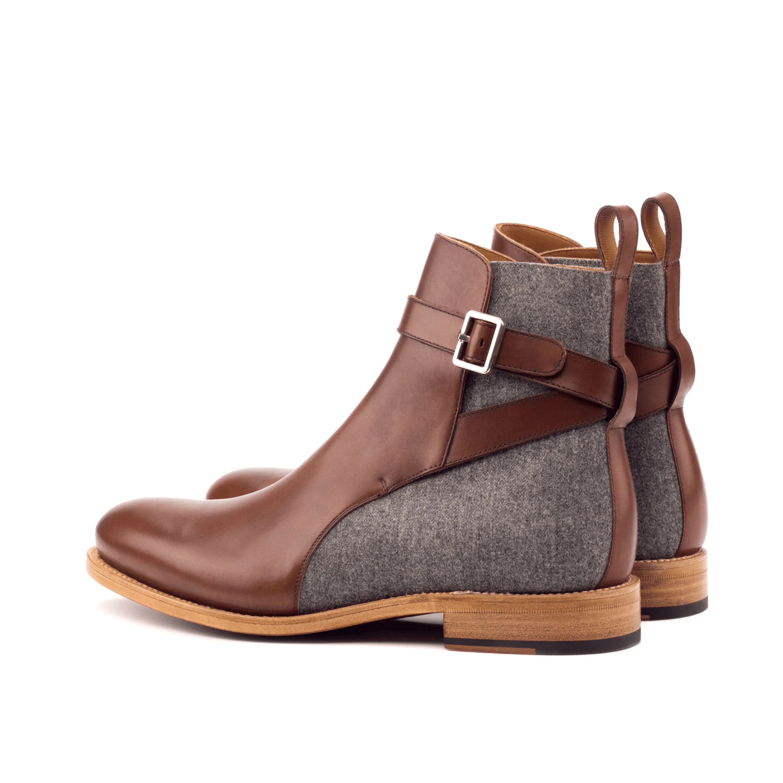 Brown leather and gray tweed Chuck Jodhpur Boots II for stylish ankle footwear