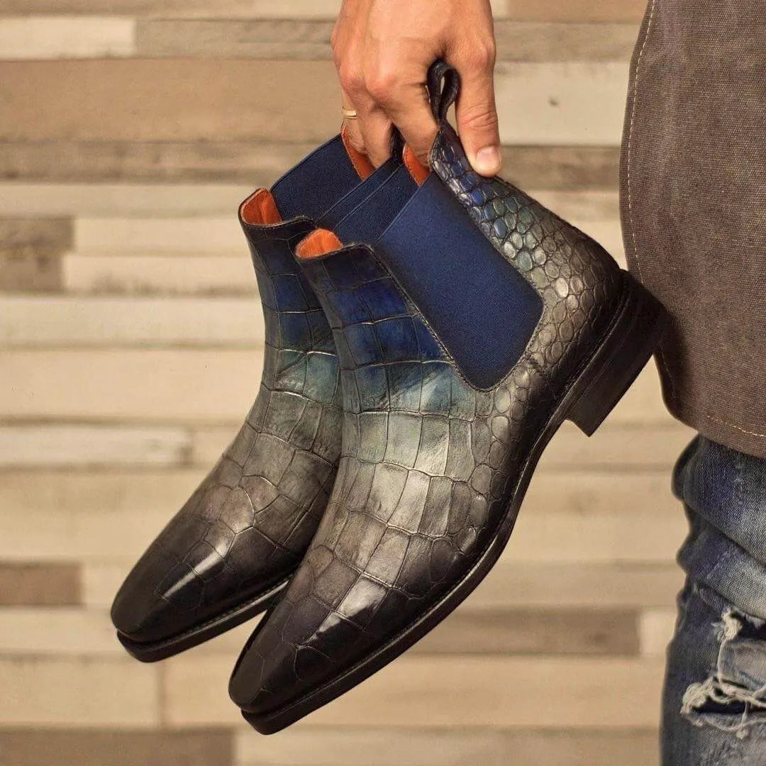 Alligator-skin Cina Patina Chelsea Boots II showcasing luxury and elegance