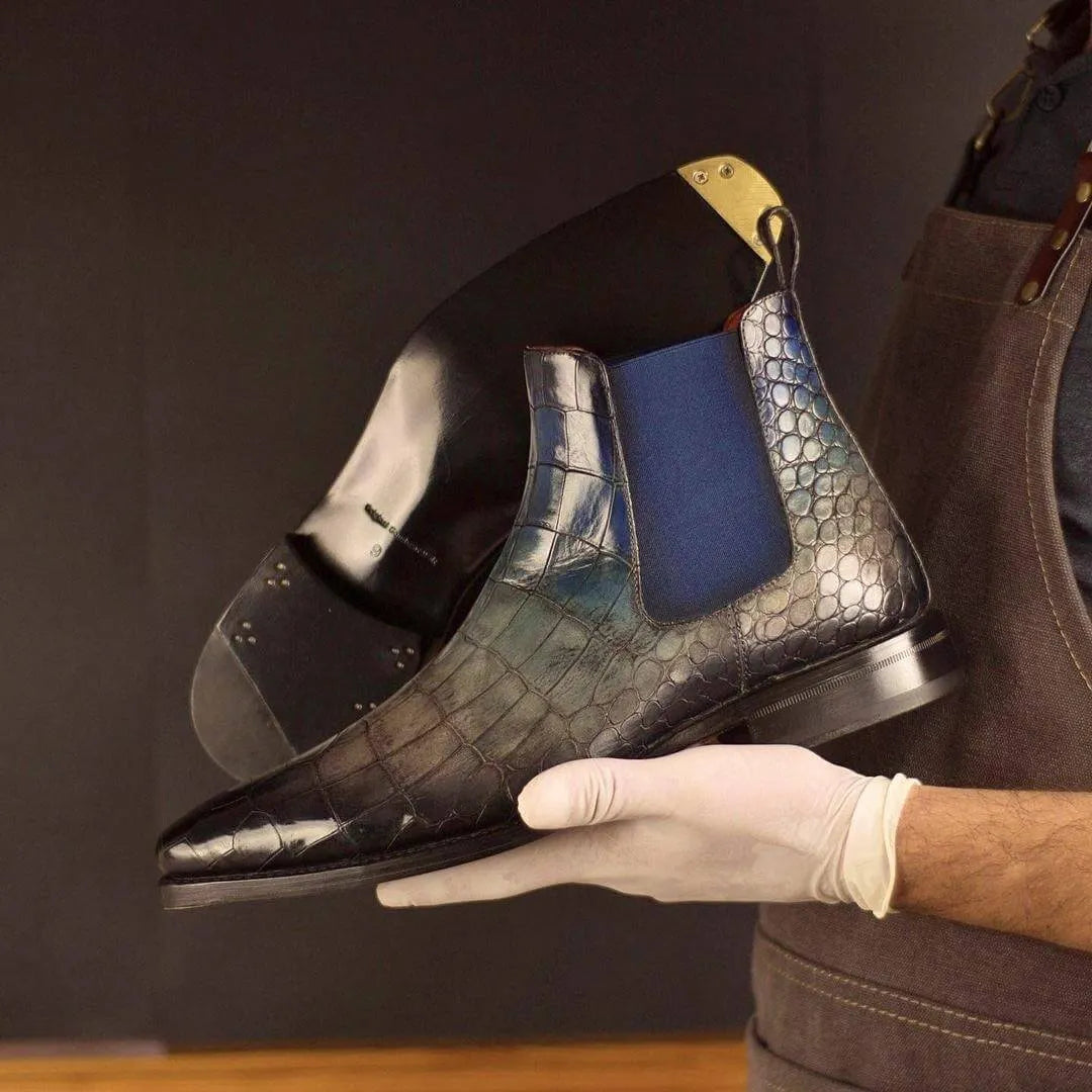 Exotic leather Cina Patina Chelsea Boots II showcasing elegant style and craftsmanship