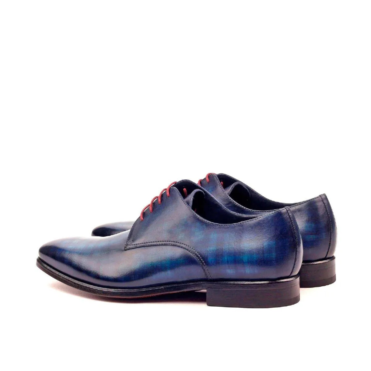 Blue leather Cruz Patina Derby shoes showcasing a sophisticated patina finish