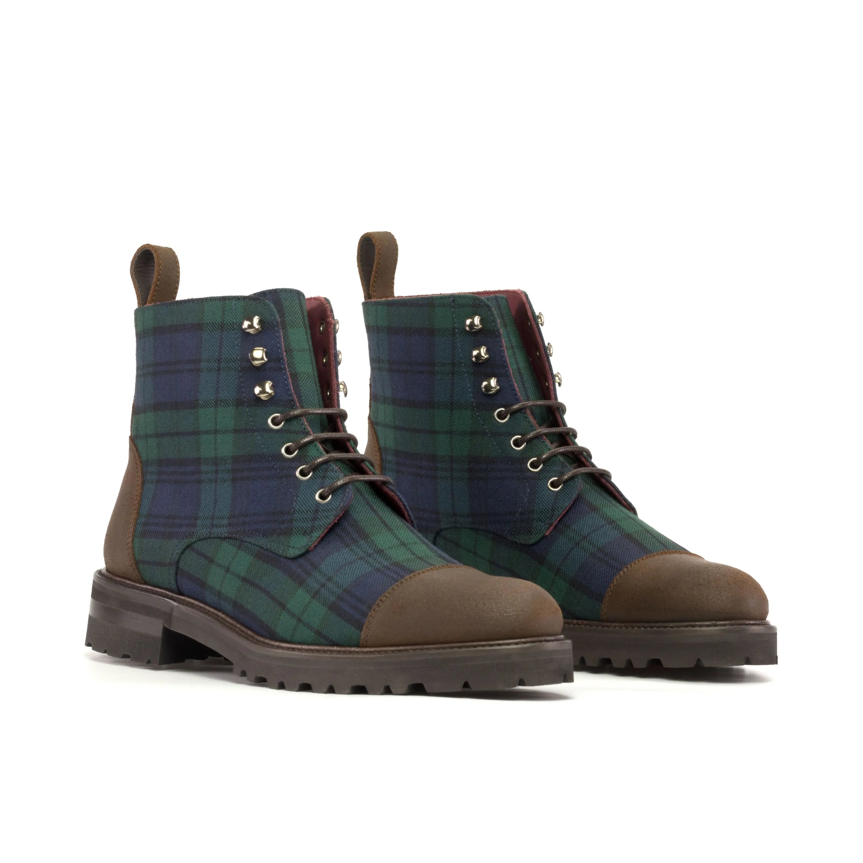 Plaid lace-up boots from the Dano Ladies Captoe collection for stylish footwear