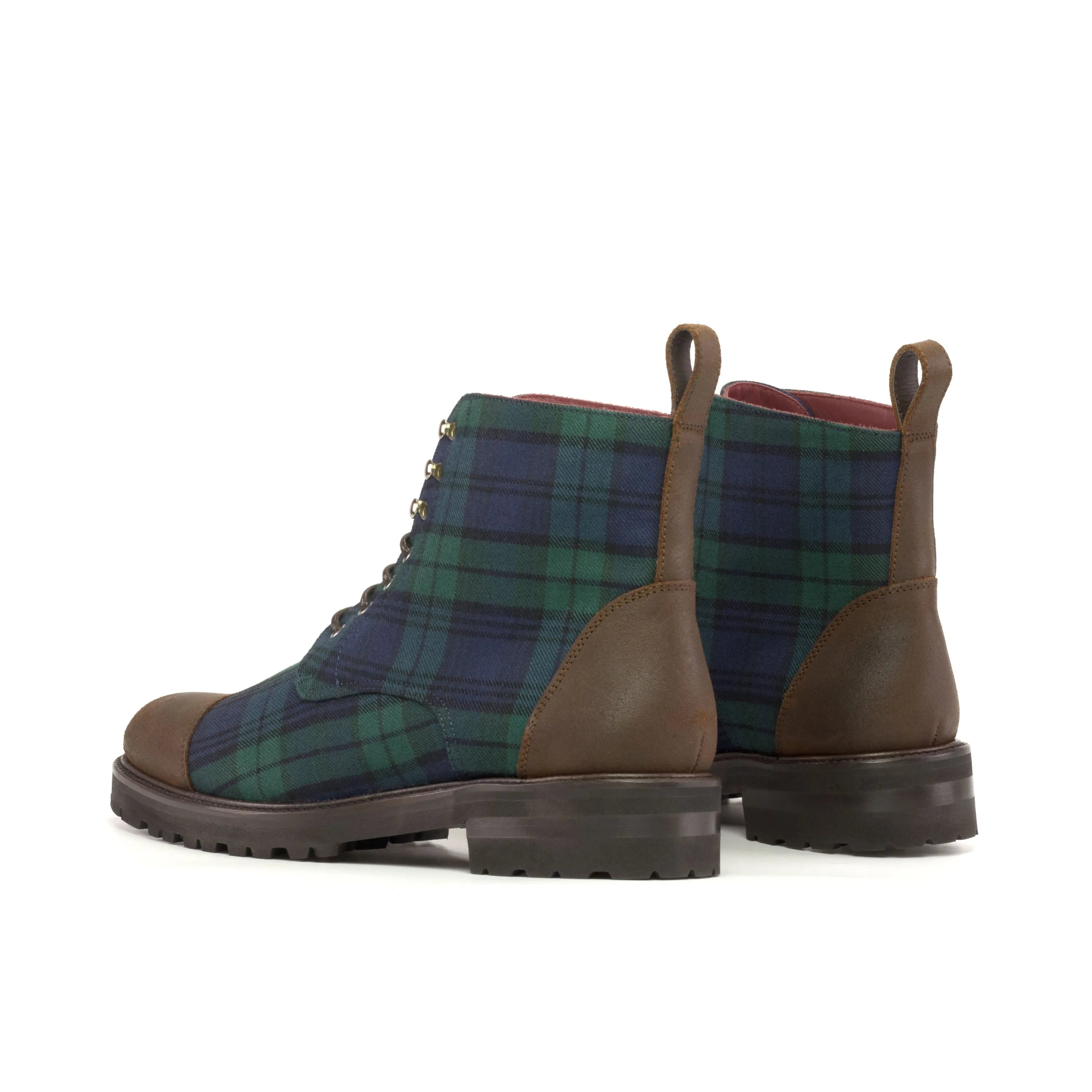 Plaid and leather ankle boots from Dano Ladies Captoe collection for stylish women