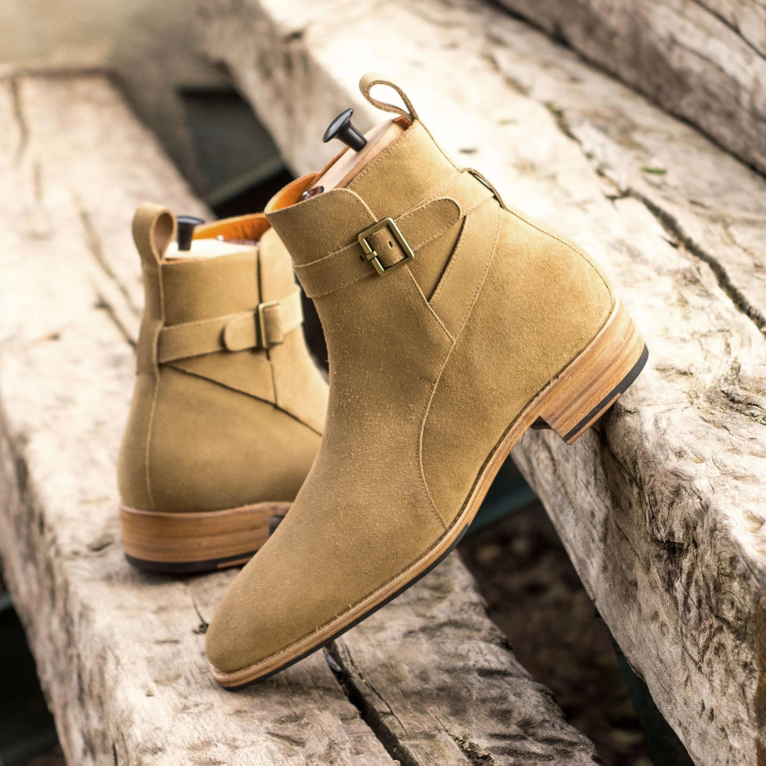 Tan suede ankle boots from the Dany Jodhpur collection. Perfect for stylish outfits