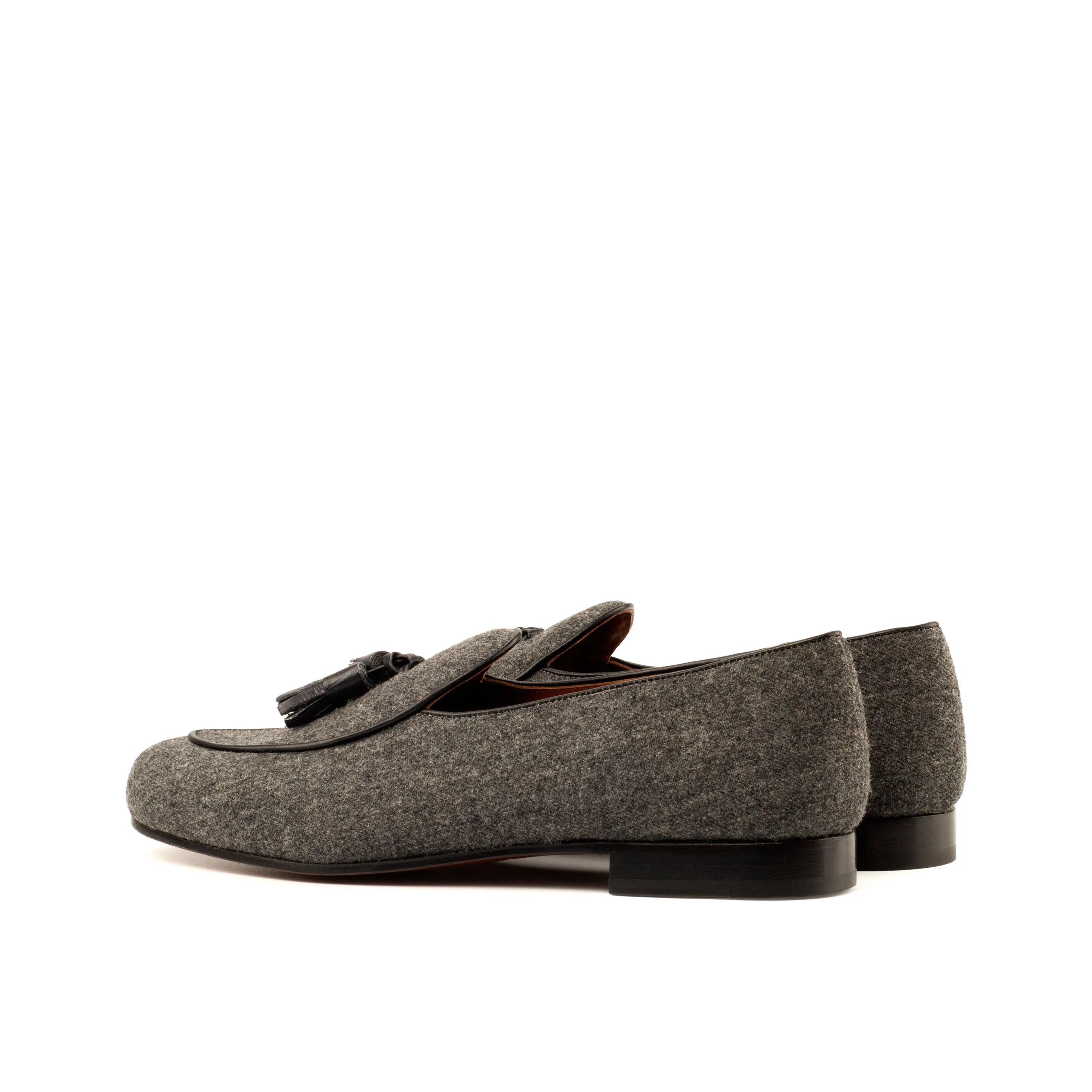 Gray wool tassel loafers from the Daou Belgian Slipper II collection