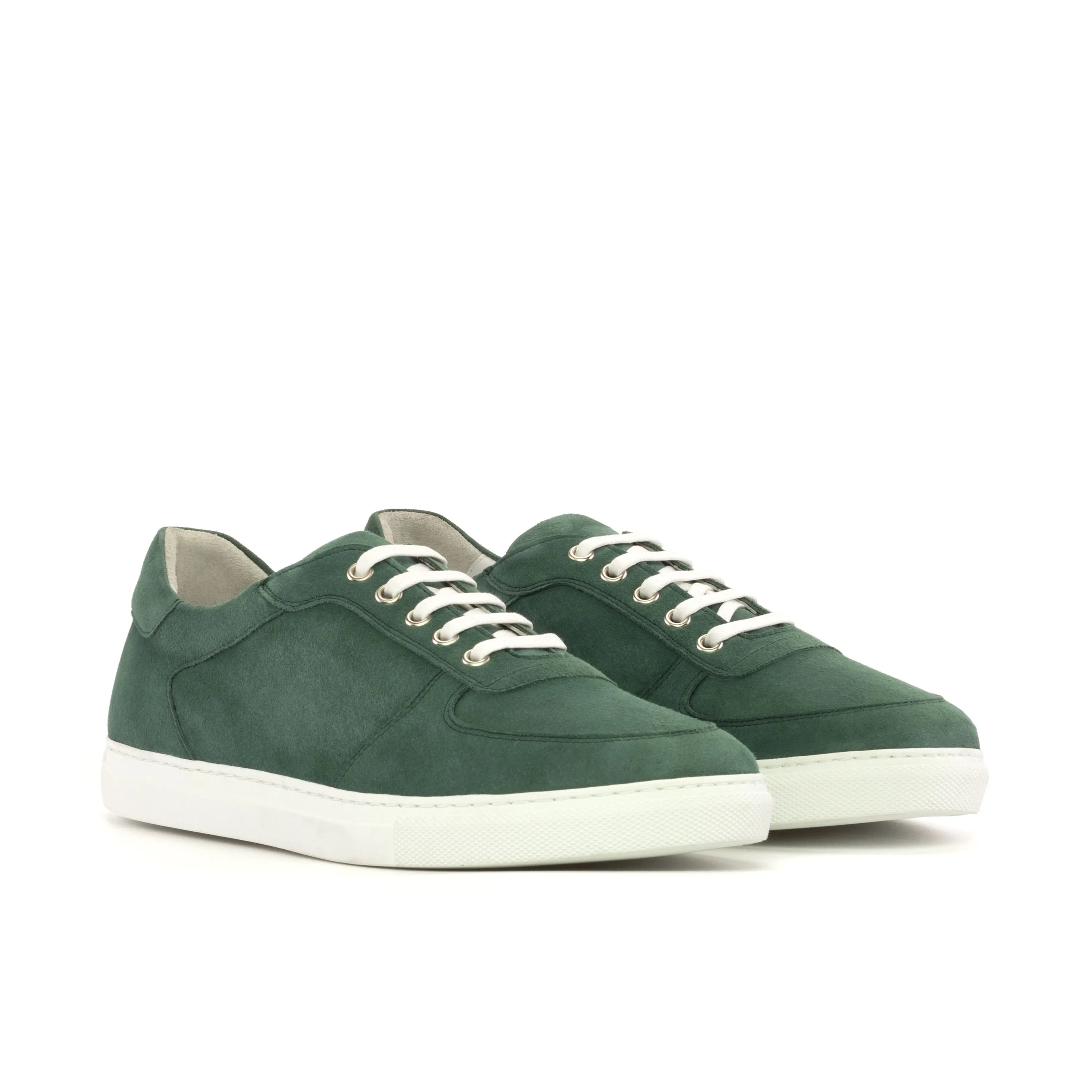 Green leather Demion Low Top Sneakers, luxury bespoke shoes for men in stylish design