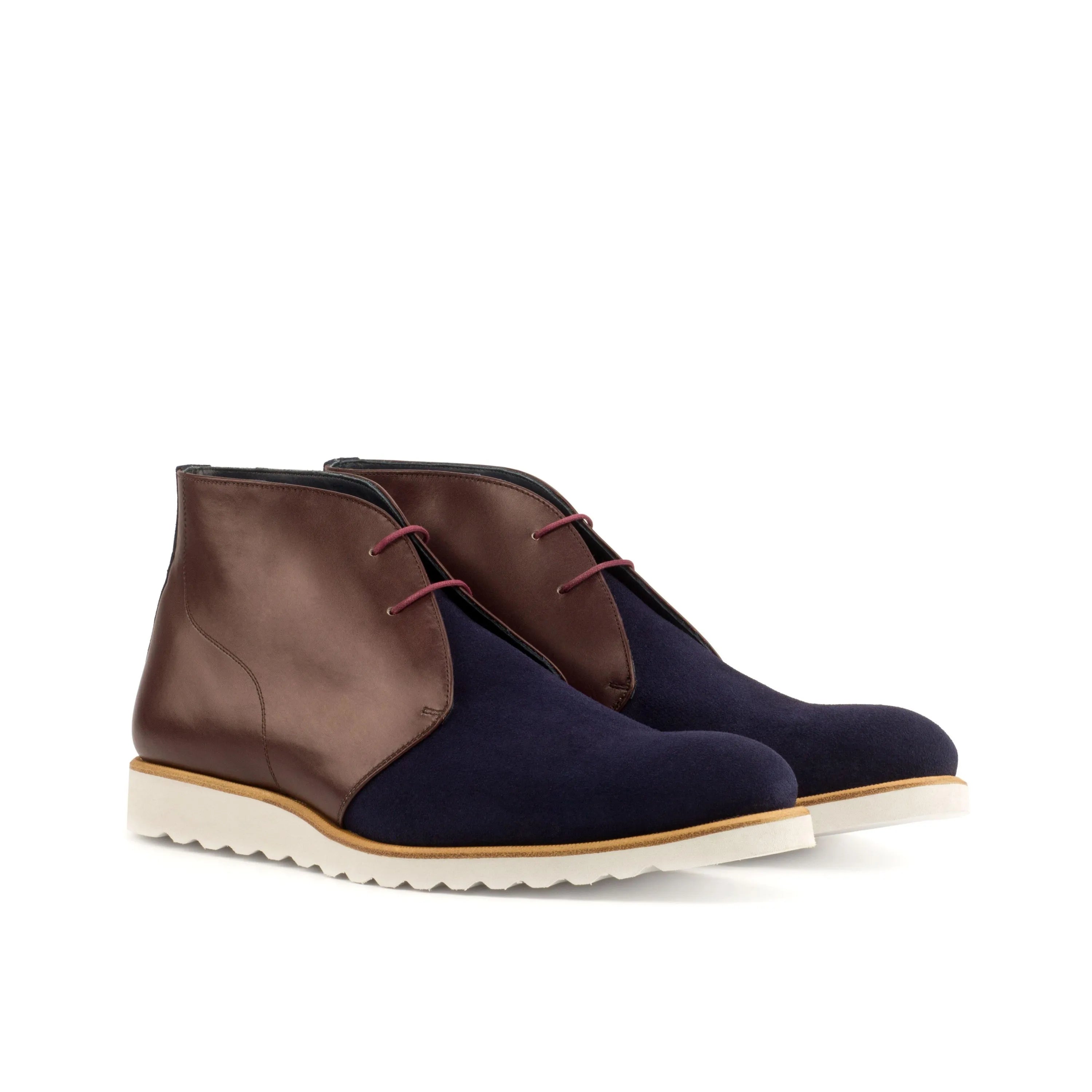 Two-tone leather and fabric Denne Chukka boots II showcasing stylish chukka boots design