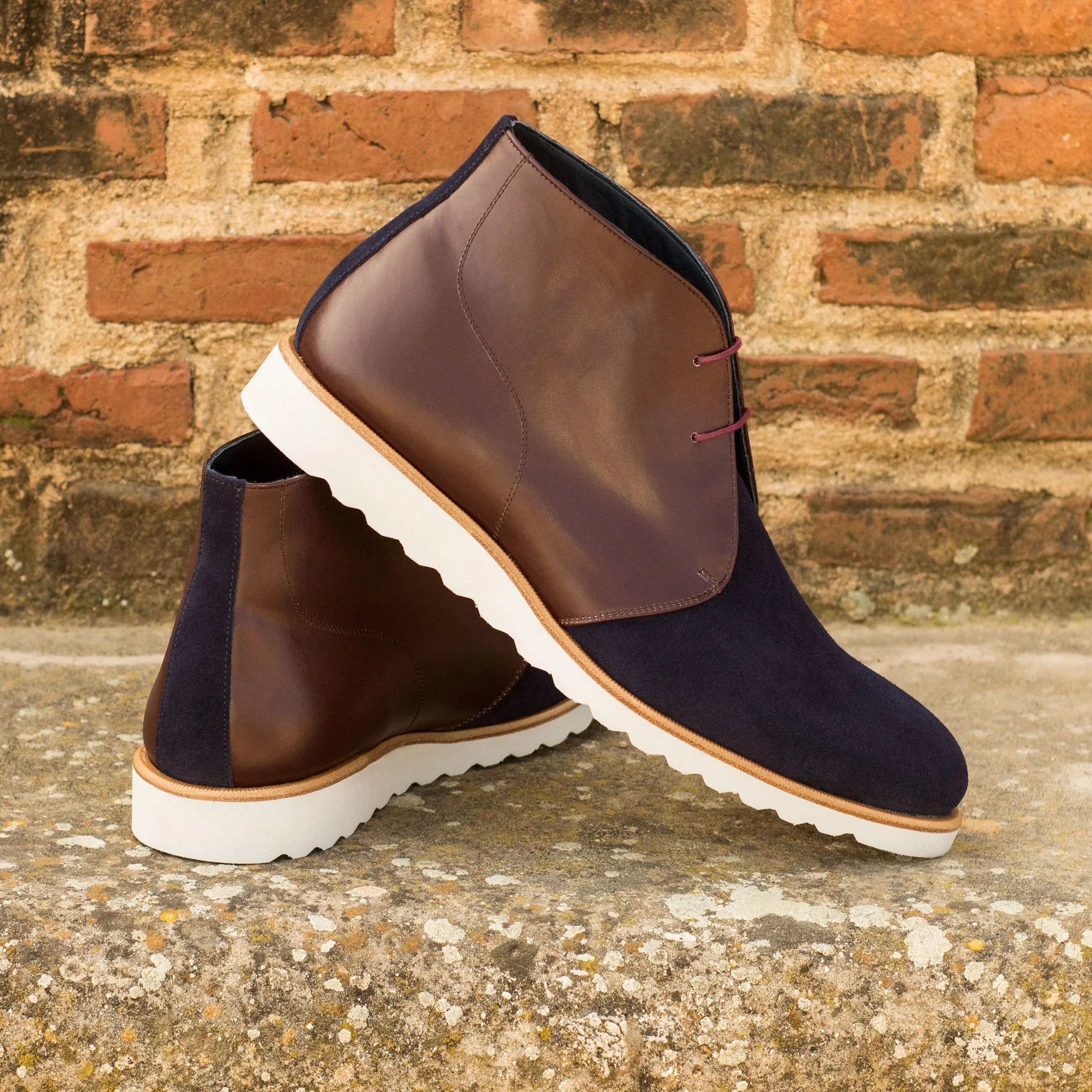 Two-toned leather and suede Denne Chukka boots showcasing stylish craftsmanship