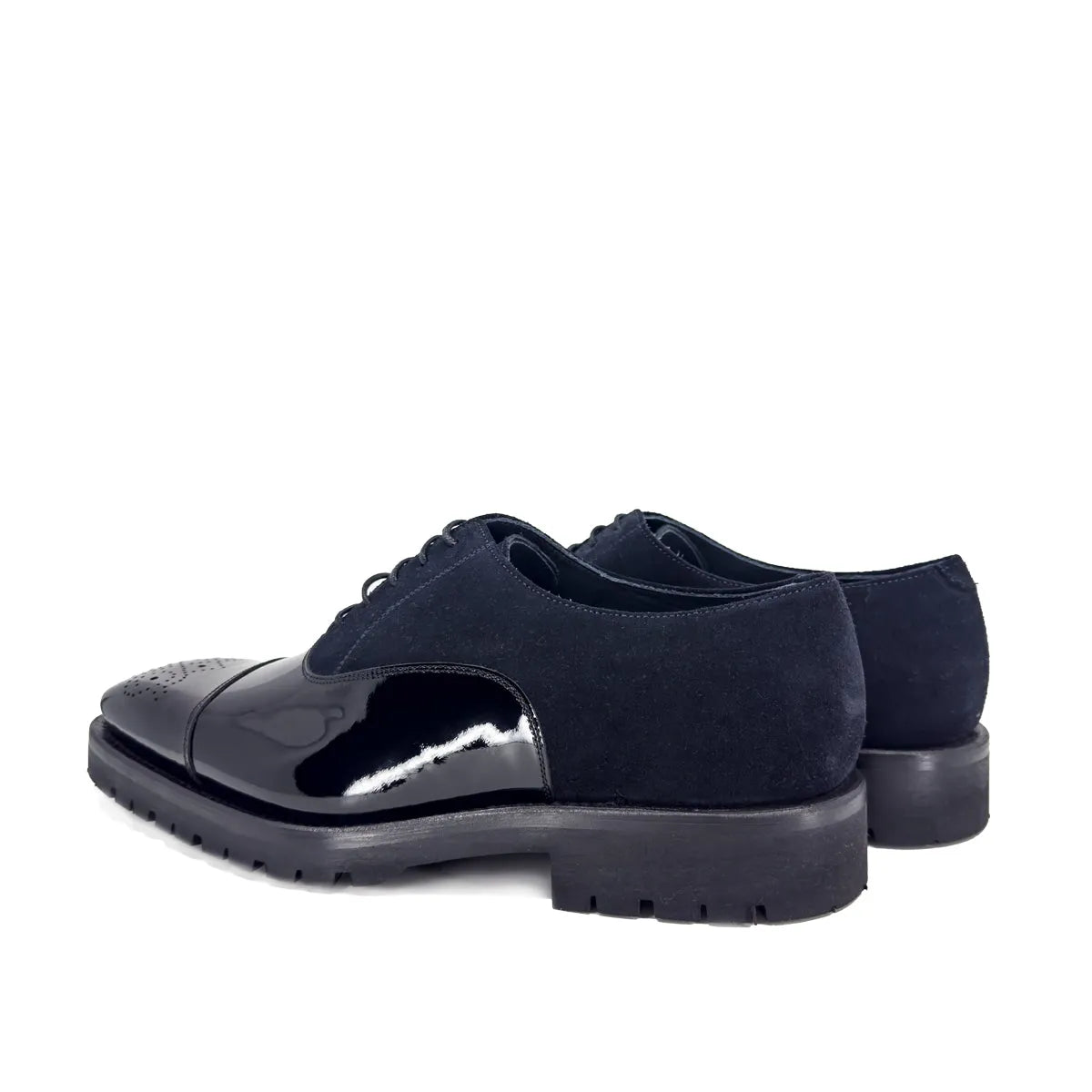 Black patent leather and suede Denver Oxford Shoes II, elegant Oxford shoes for formal wear
