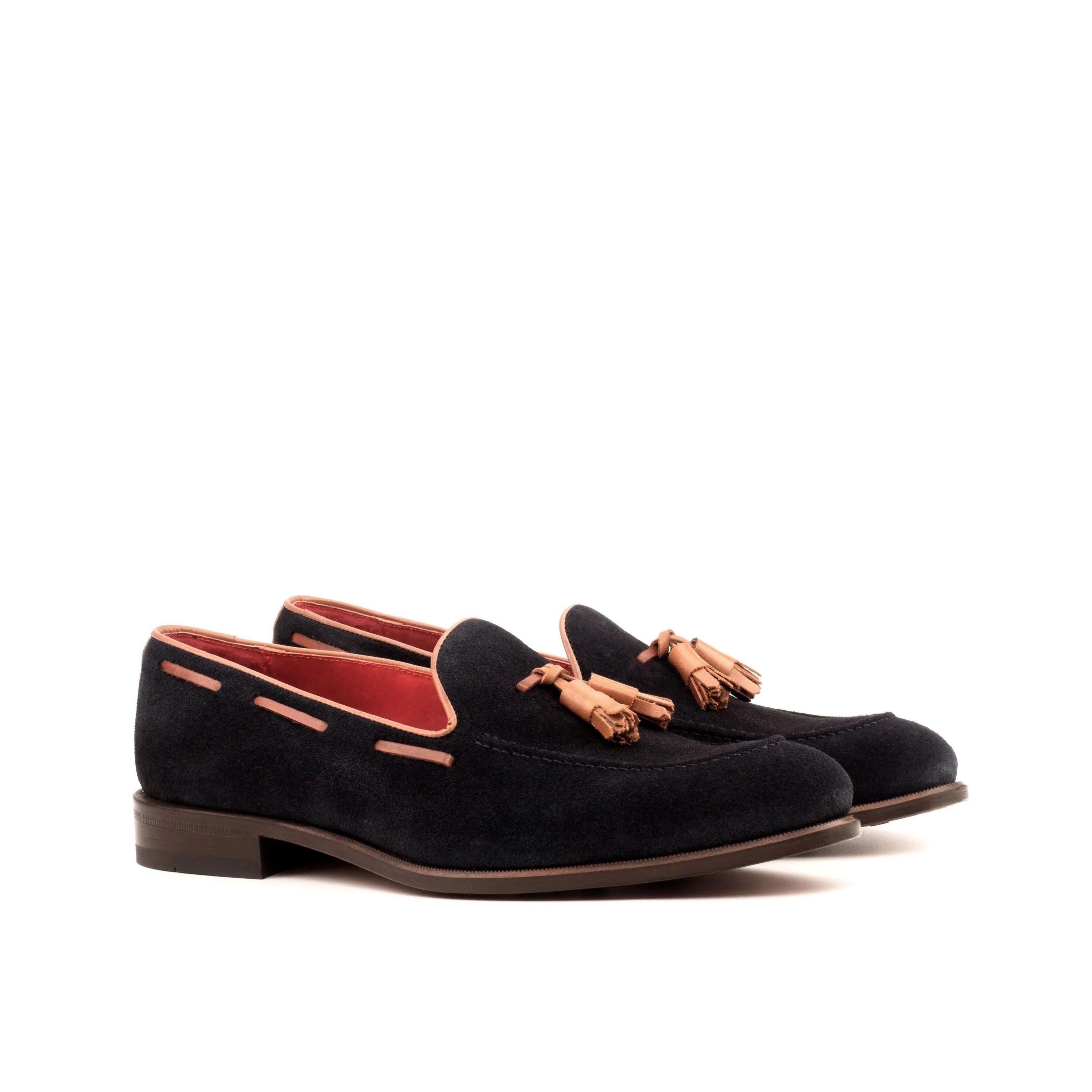 Black suede tassel loafers from Dimilio Loafers II featuring a rounded toe design