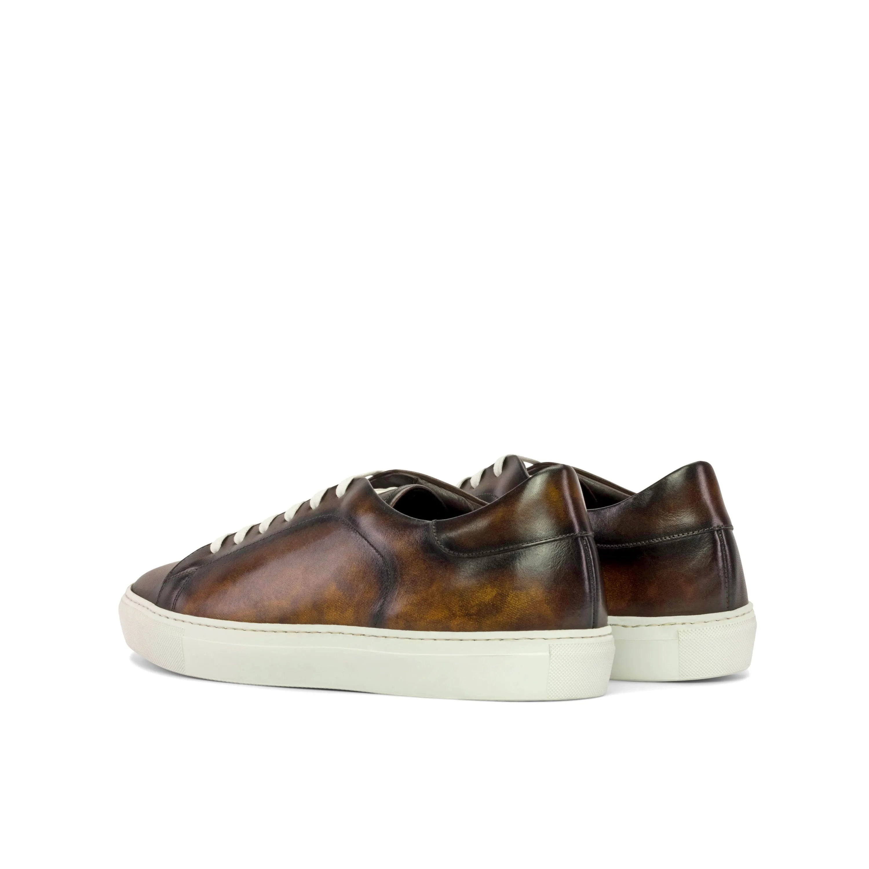 Brown leather Dom Trainer Patina Sneakers with white cupsole for stylish comfort
