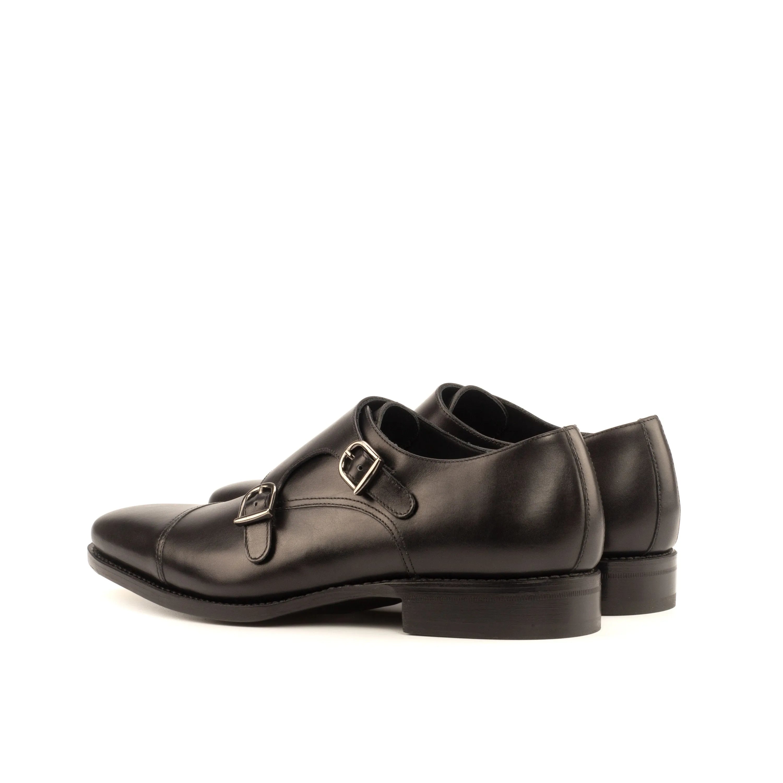 Black leather monk strap shoes from the Dominto Double Monk collection