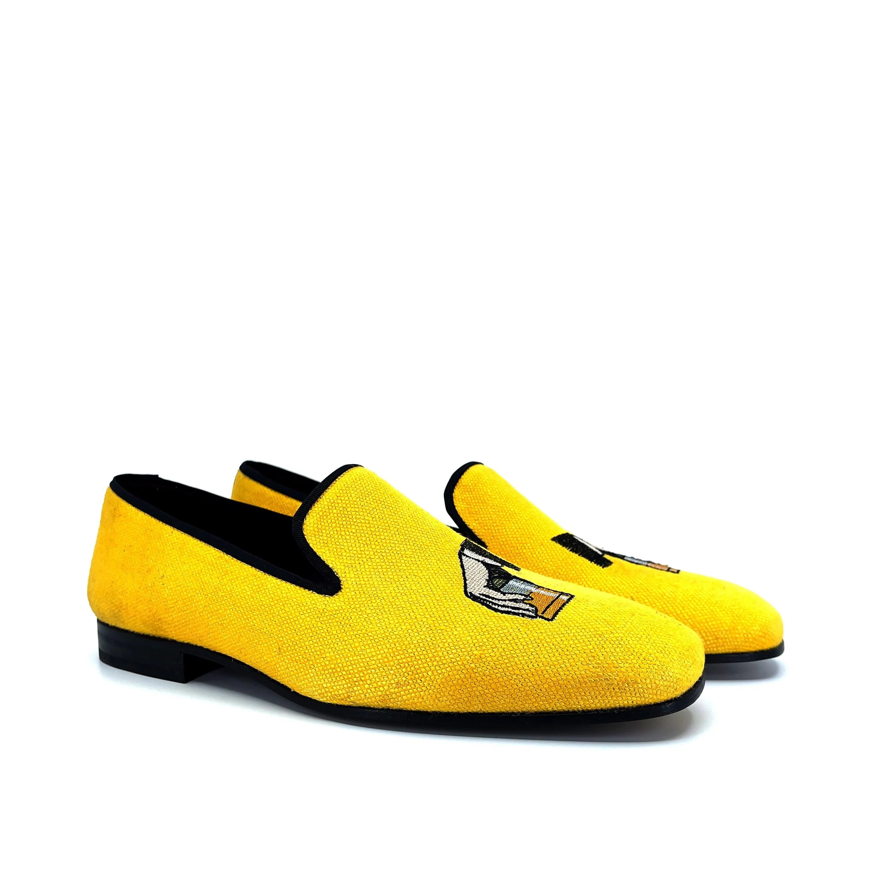 Yellow beaded loafers with black trim from the Don Drake Slipon collection