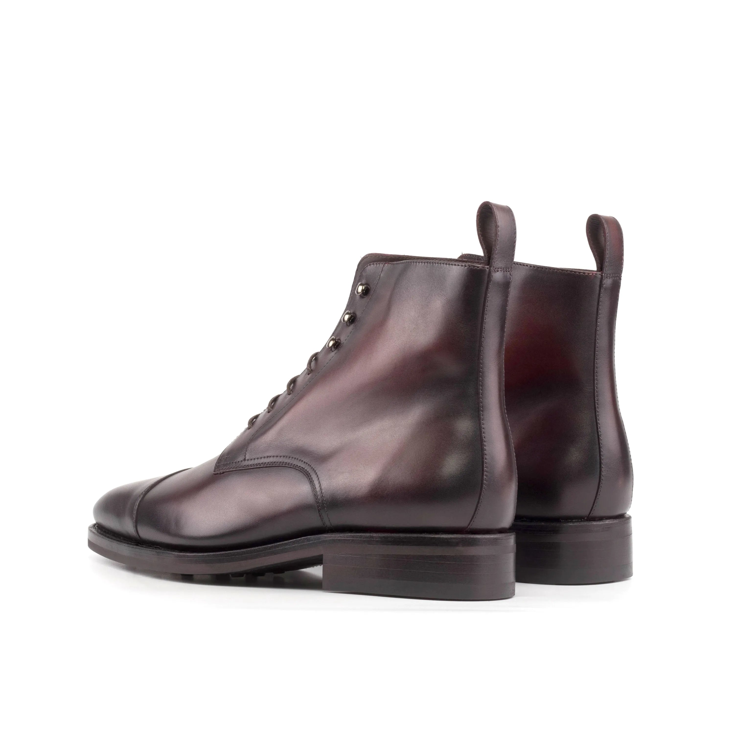 Burgundy leather cap-toe boots, perfect for stylish wear with Donny Jumper Boots