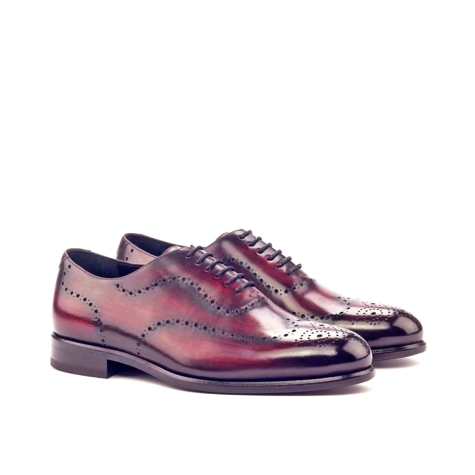 Burgundy leather wingtip dress shoes from Donny Whole Cut Patina collection