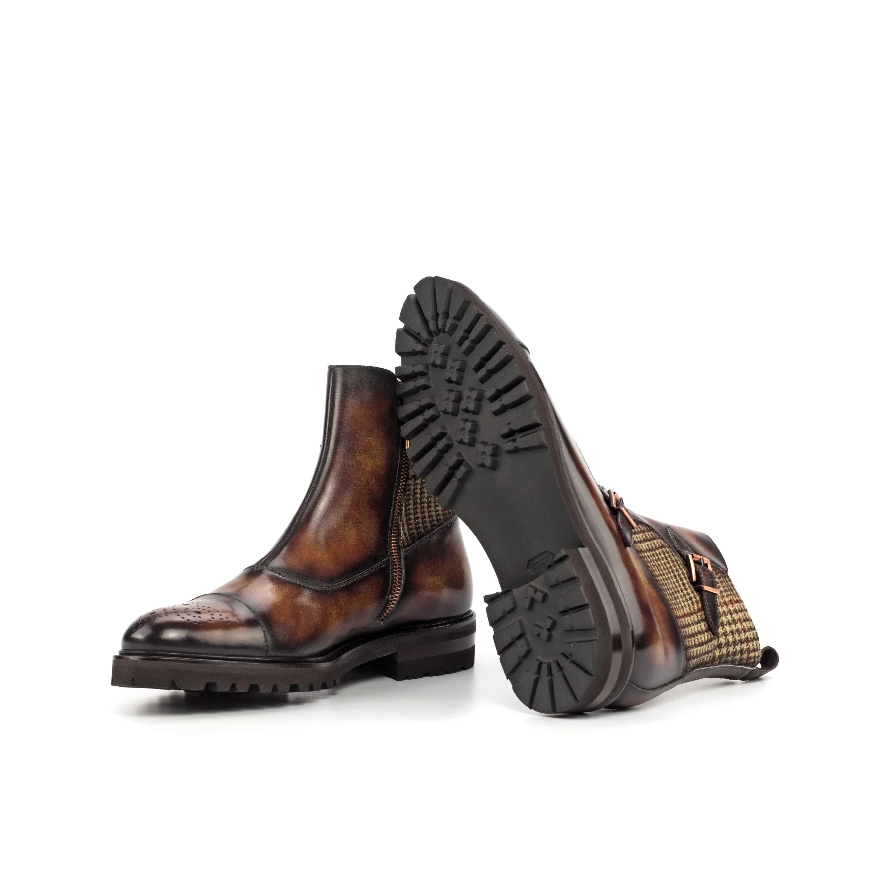 Brown leather ankle boots from the Dowain Octavian Patina Boots collection