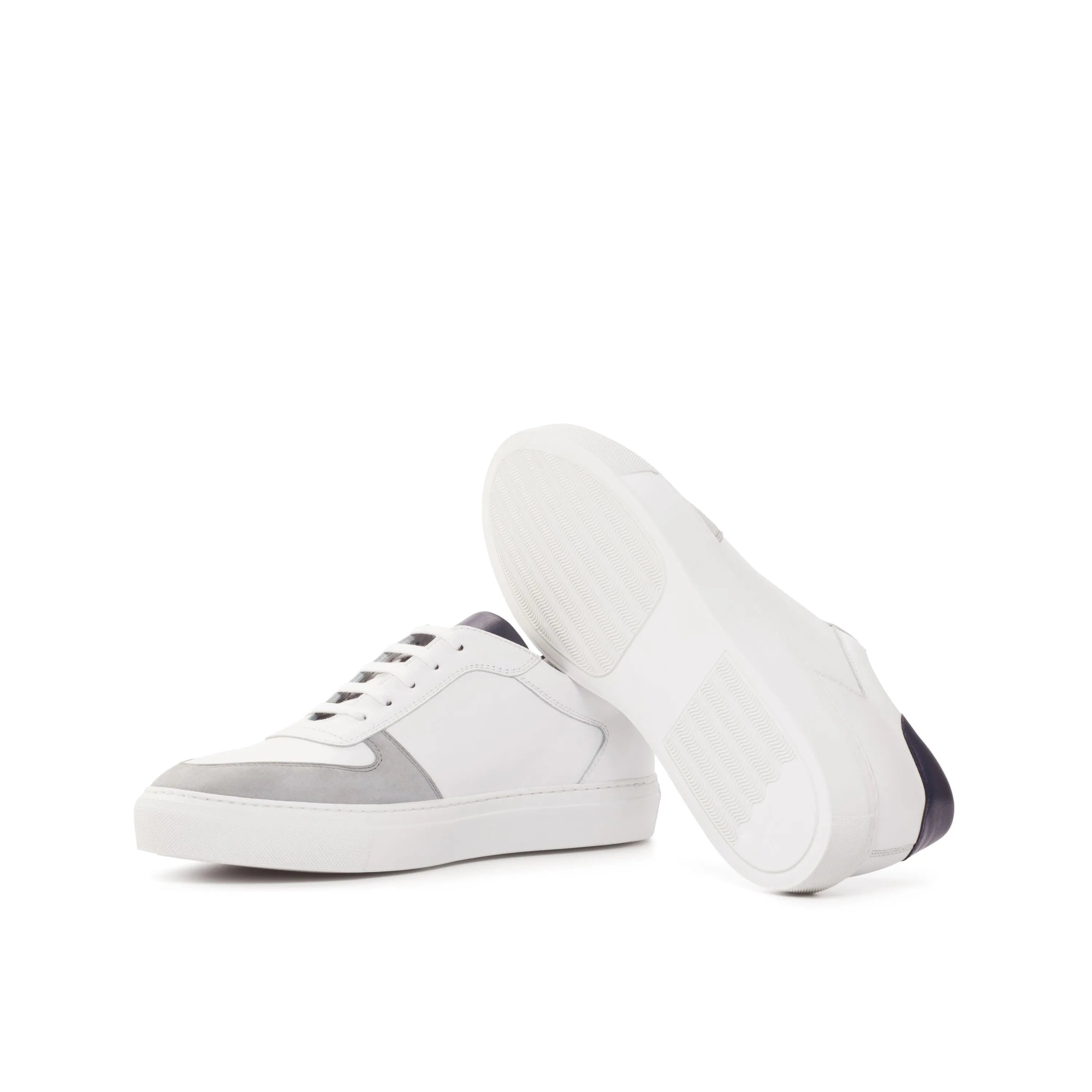 White and gray leather DW15 Low Top Sneakers made from box calf leather