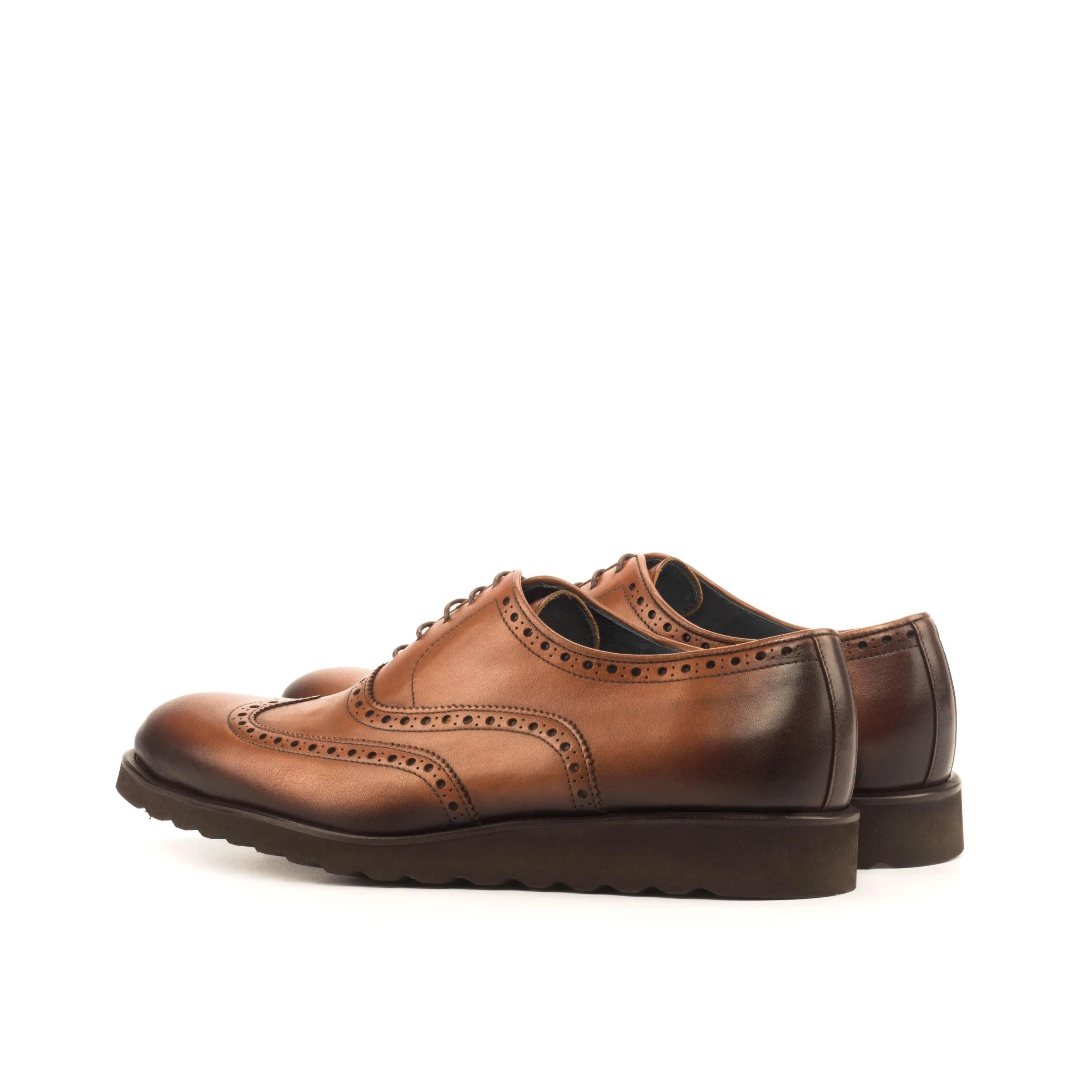 Brown leather wingtip dress shoes, Dyami Full Brogue II, luxury bespoke shoes for men