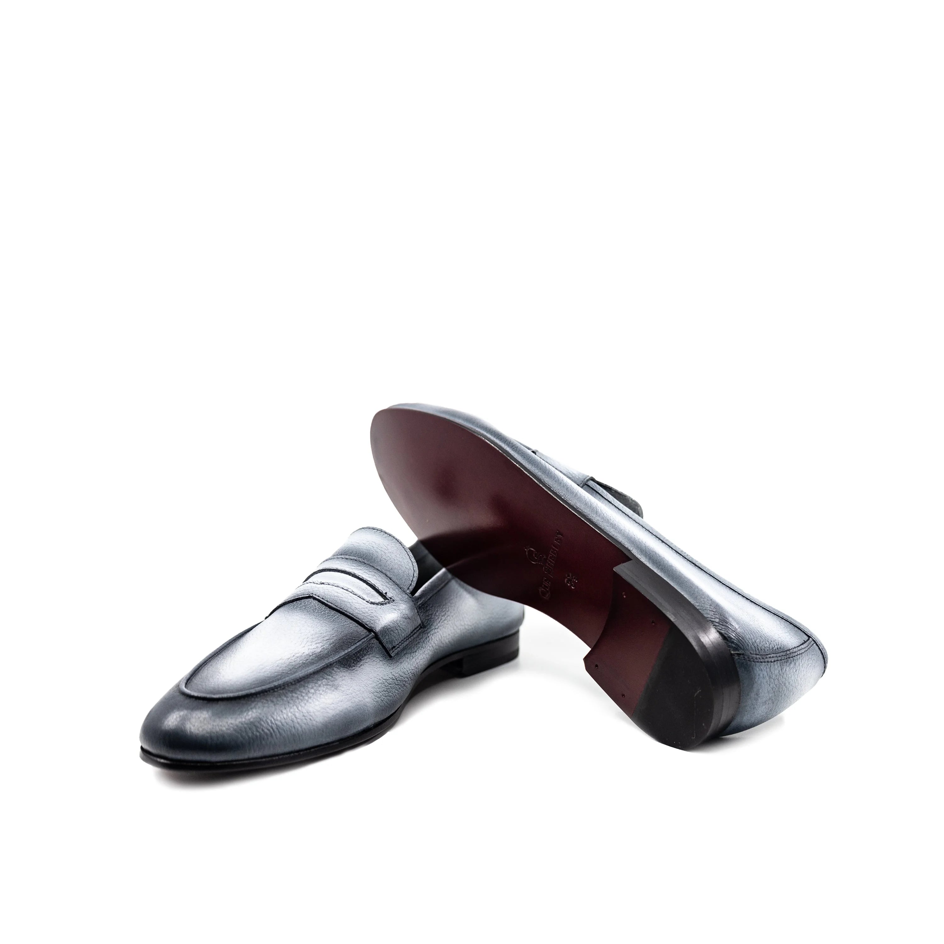 Dymo Flex Slip On Shoes II silver penny loafer with flexible rubber sole