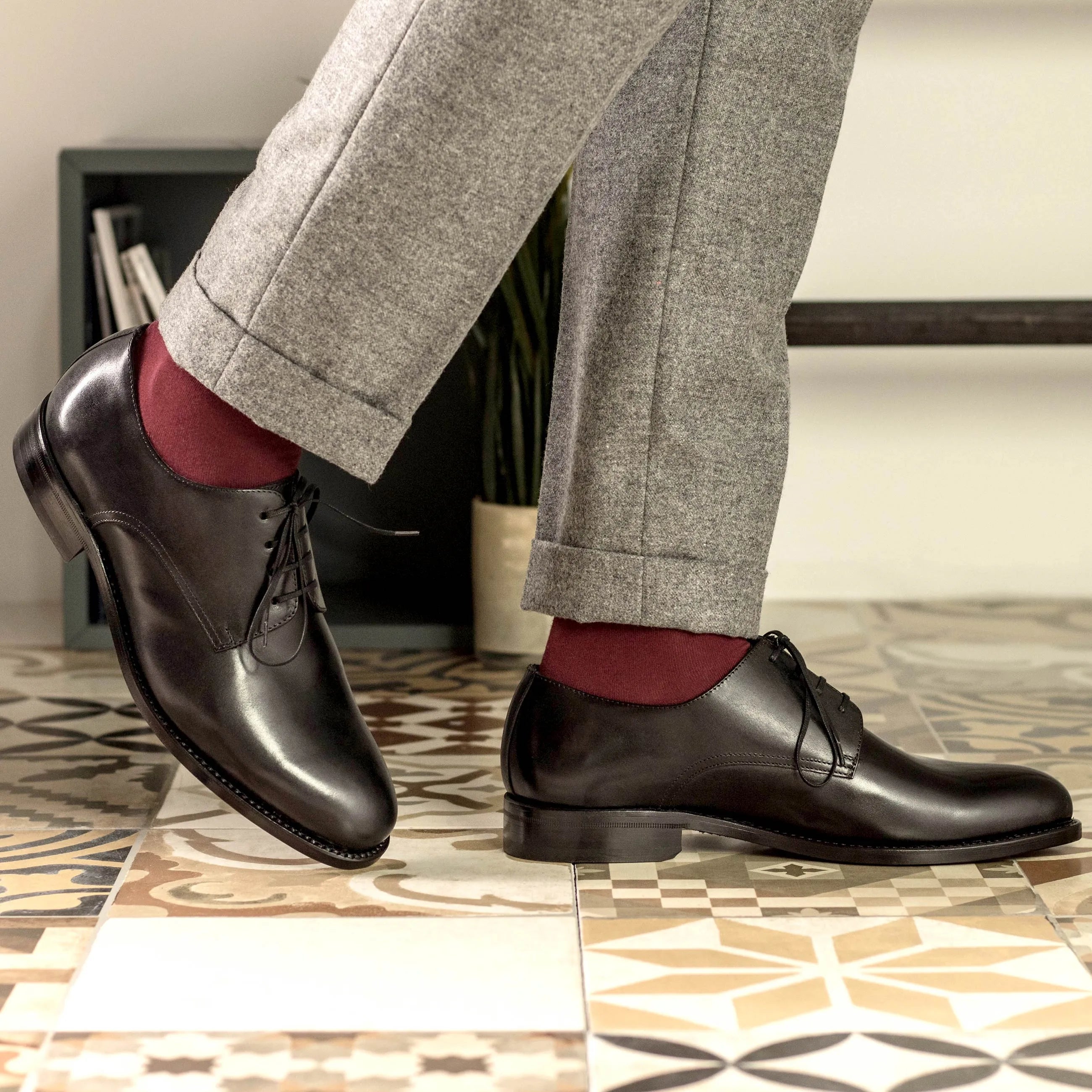 Black leather Edanos Derby shoes II featured in the Fast Lane collection