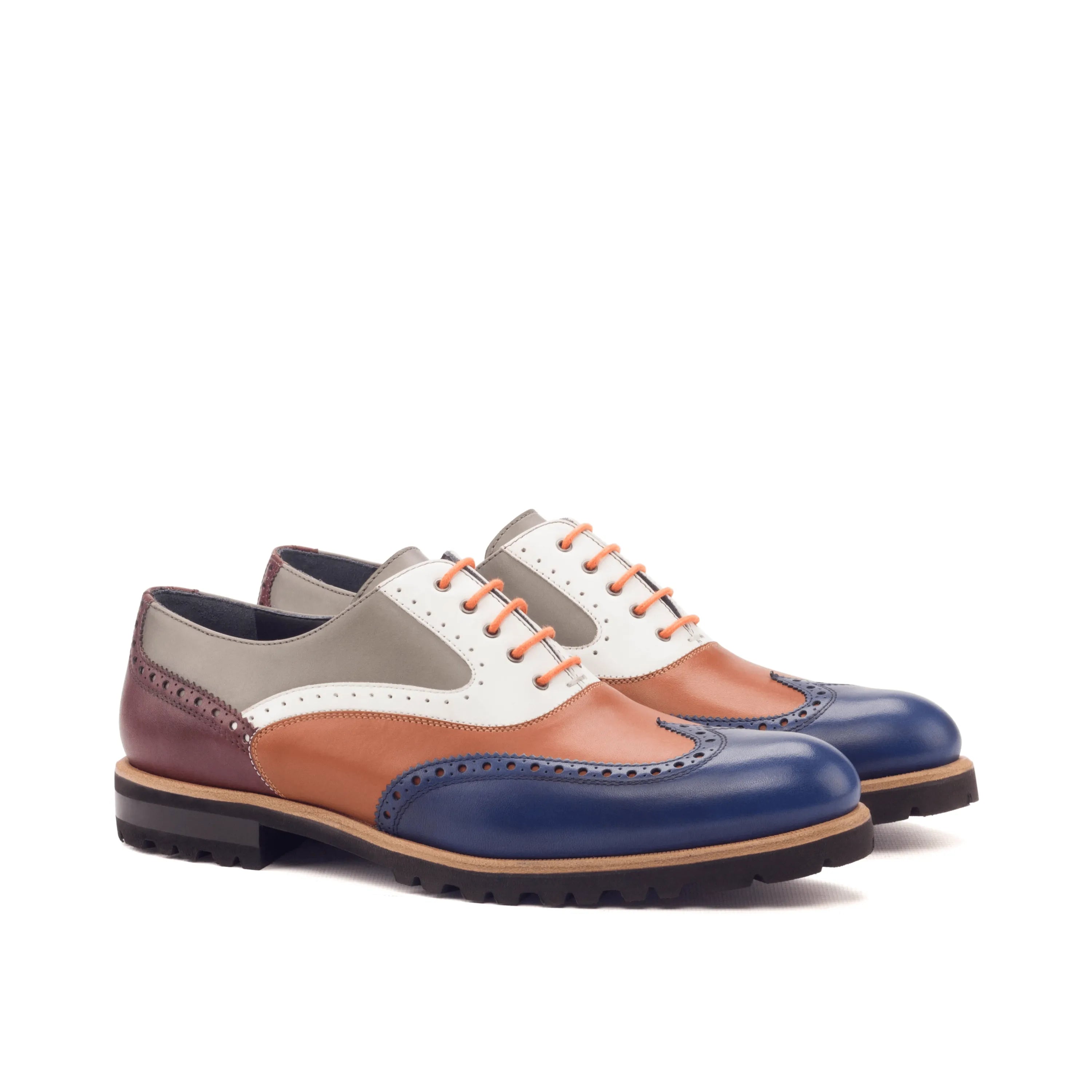Colorful Eleanor Unisex Full Brogue shoes made of painted calf leather