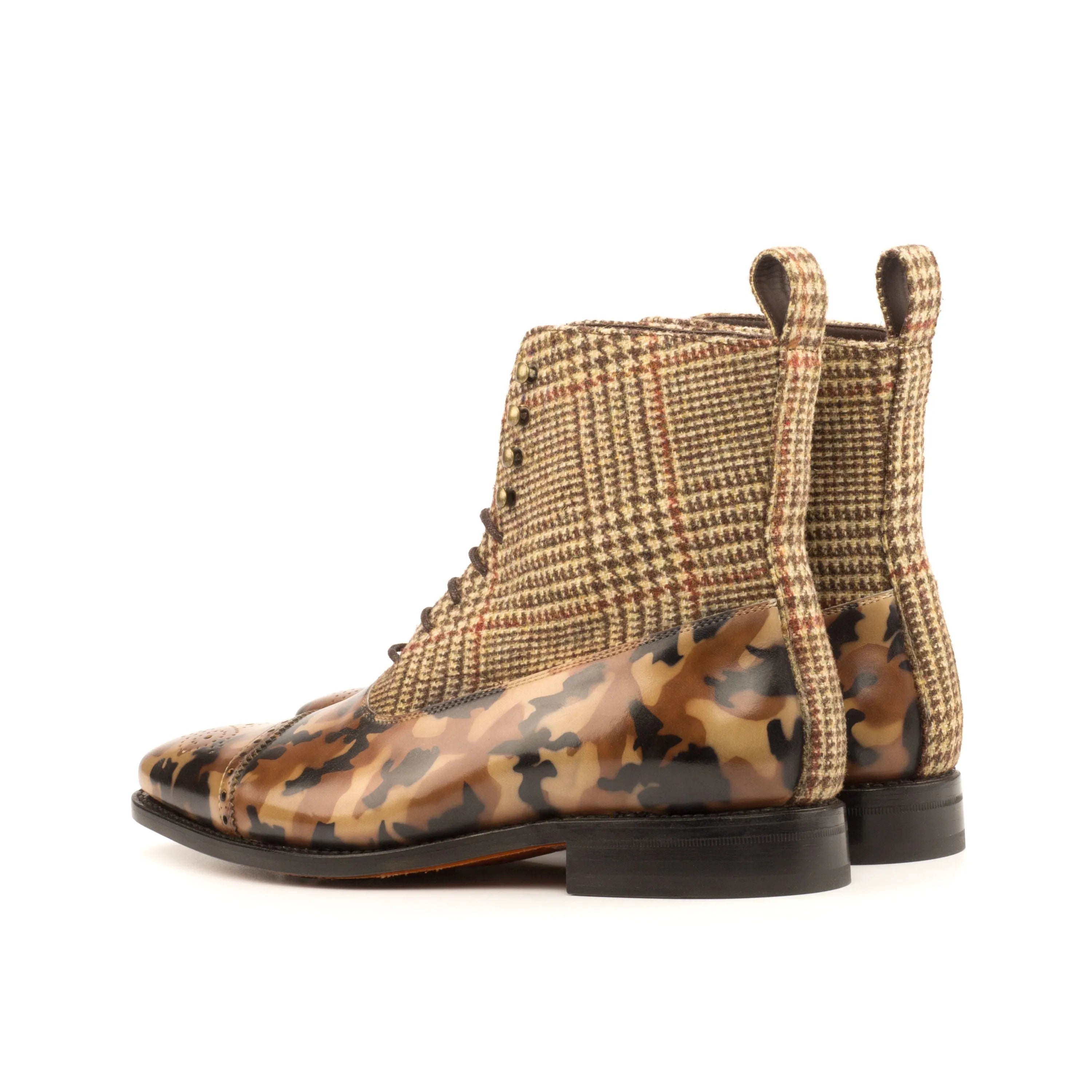 Patterned leather boots showcasing Enapay Balmoral Patina craftsmanship and elegance