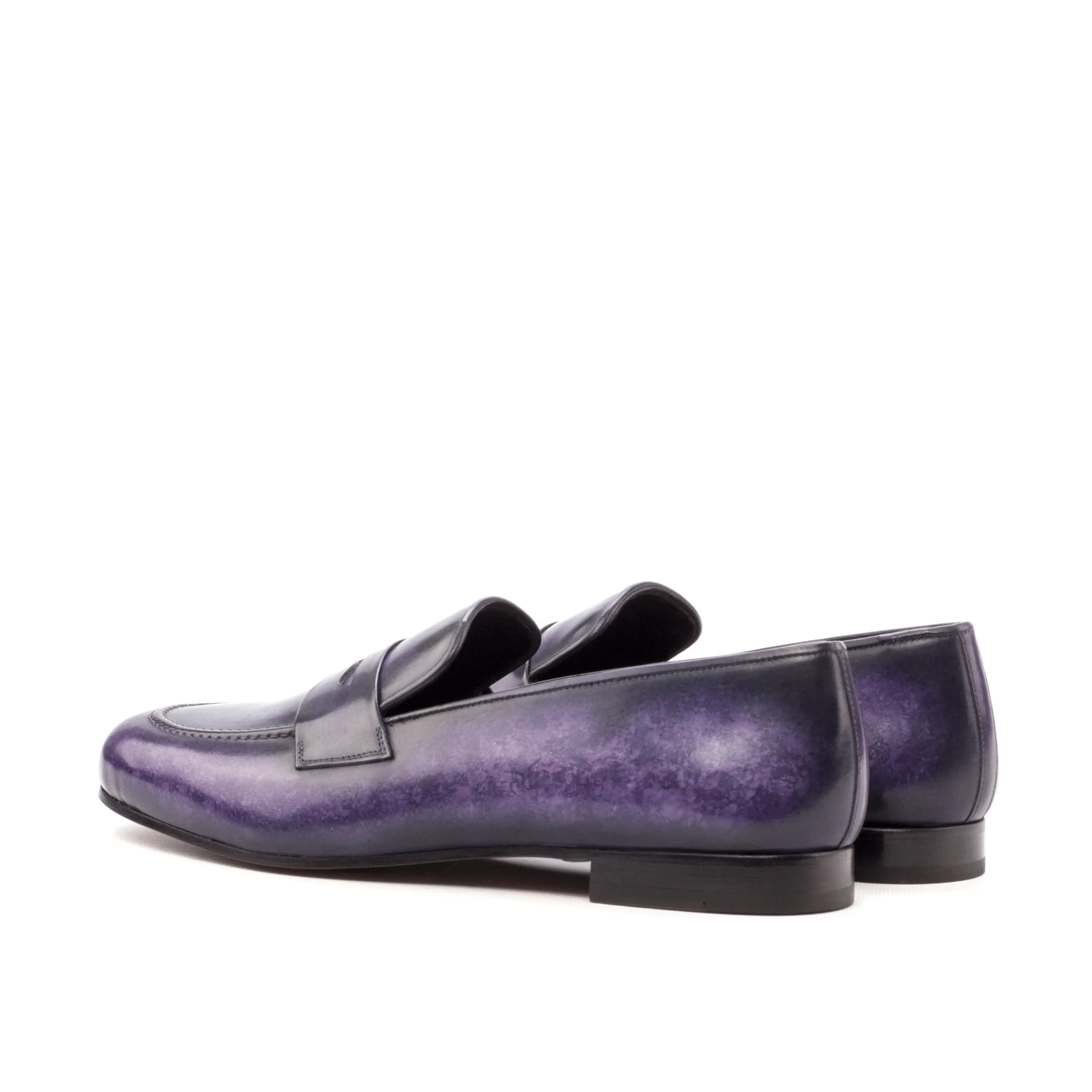 Purple leather loafers from Euclid Wellington Patina slip on collection