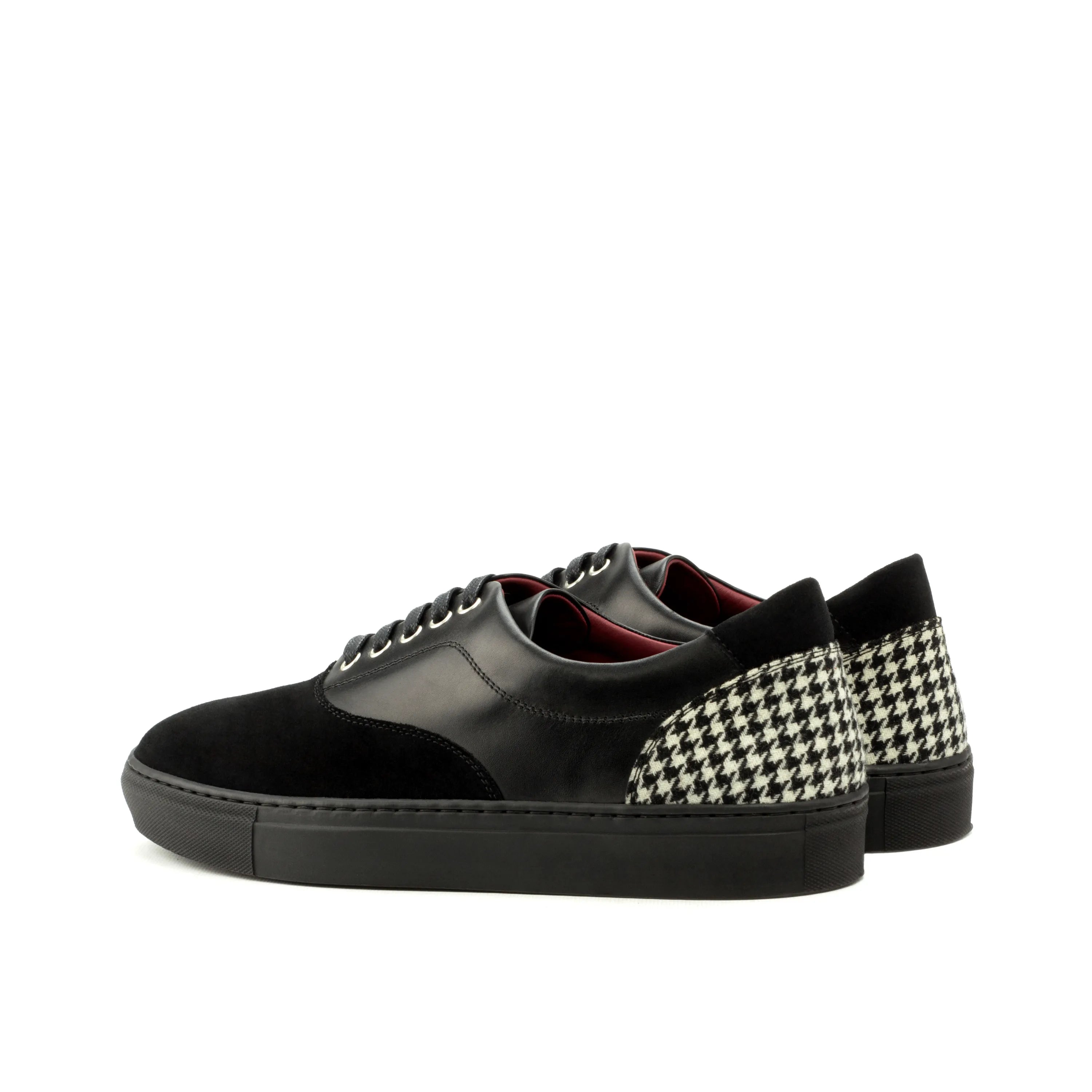 Black leather and houndstooth Euphemia Sider Sneaker cupsole trainer for stylish comfort