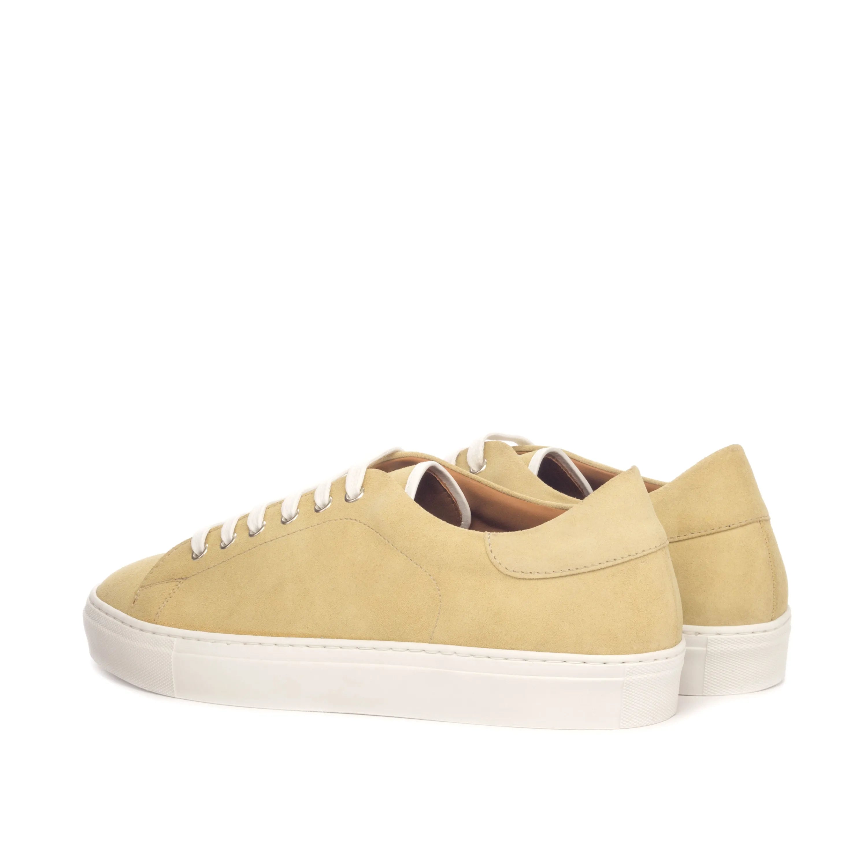 Beige leather Fan Trainer Sneakers II with white soles, perfect for stylish casual wear