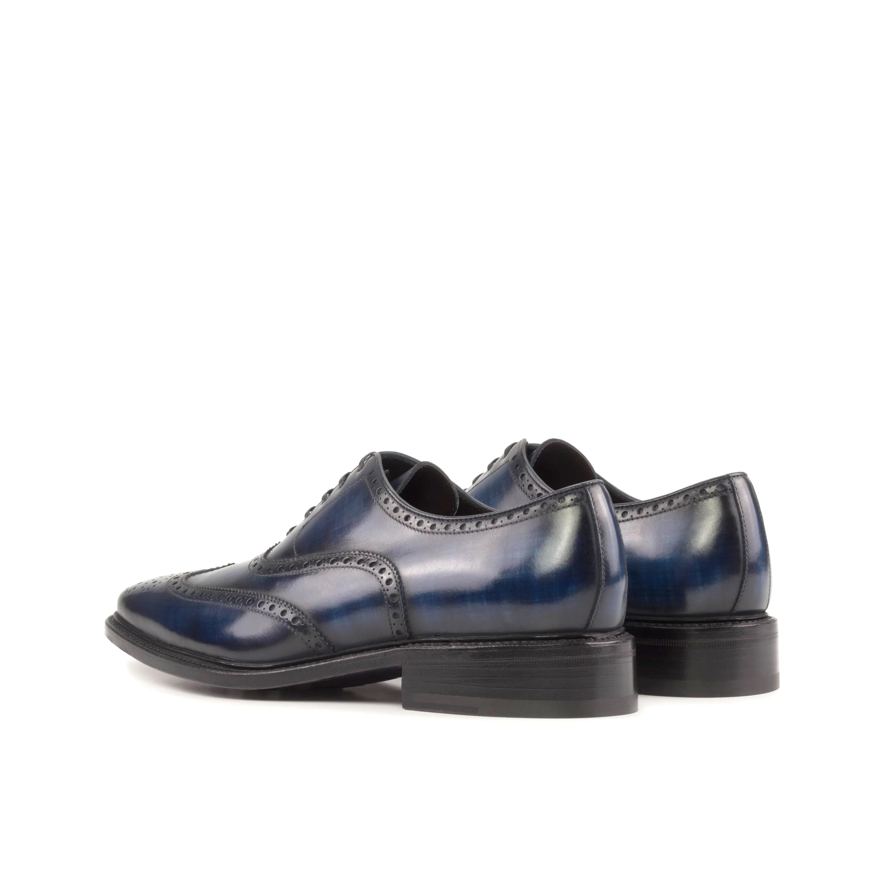 Blue leather Federico Patina Full Brogue shoes, a refined choice for dress shoes