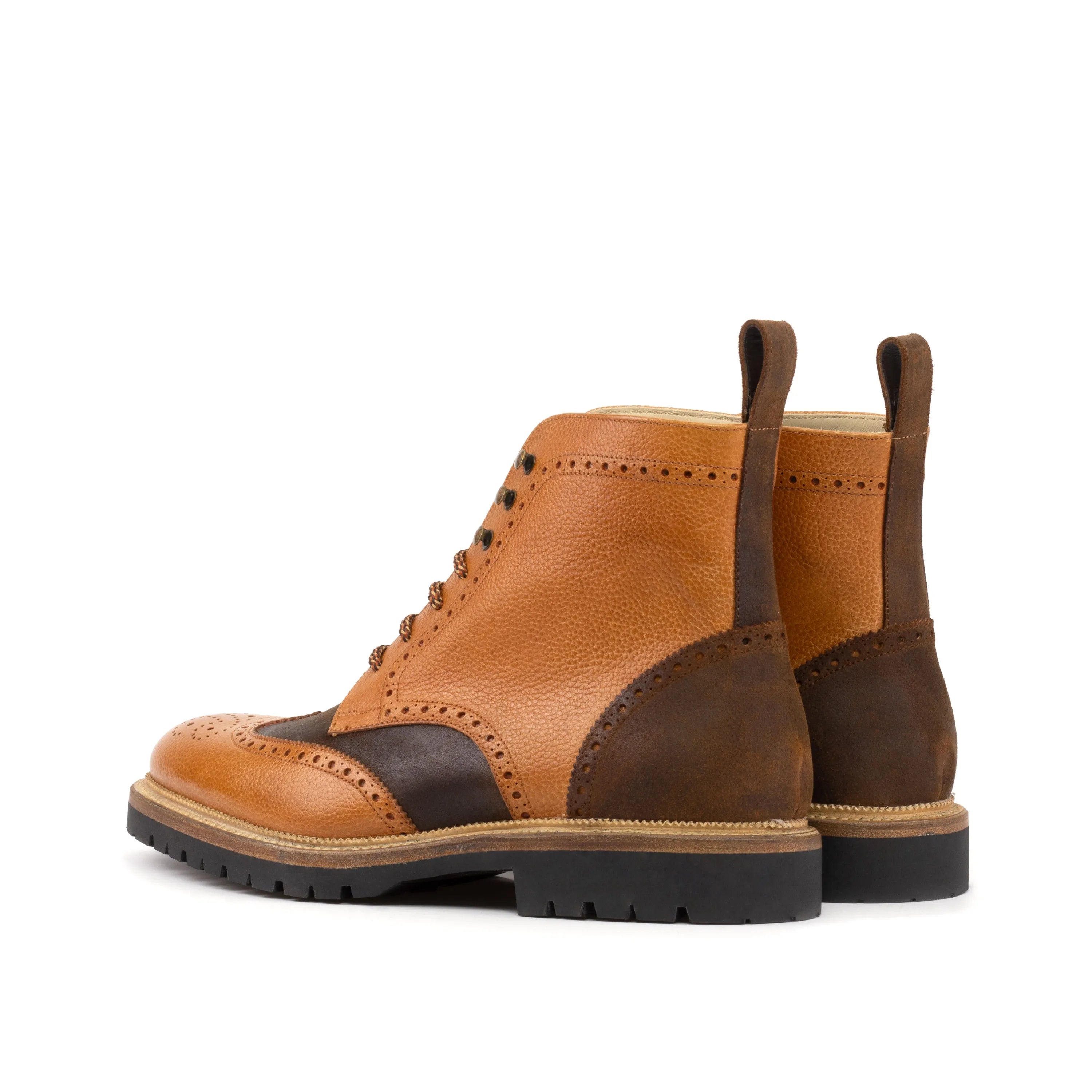 Two-toned leather wingtip Fidah Military Brogue Boots showcasing sophisticated style