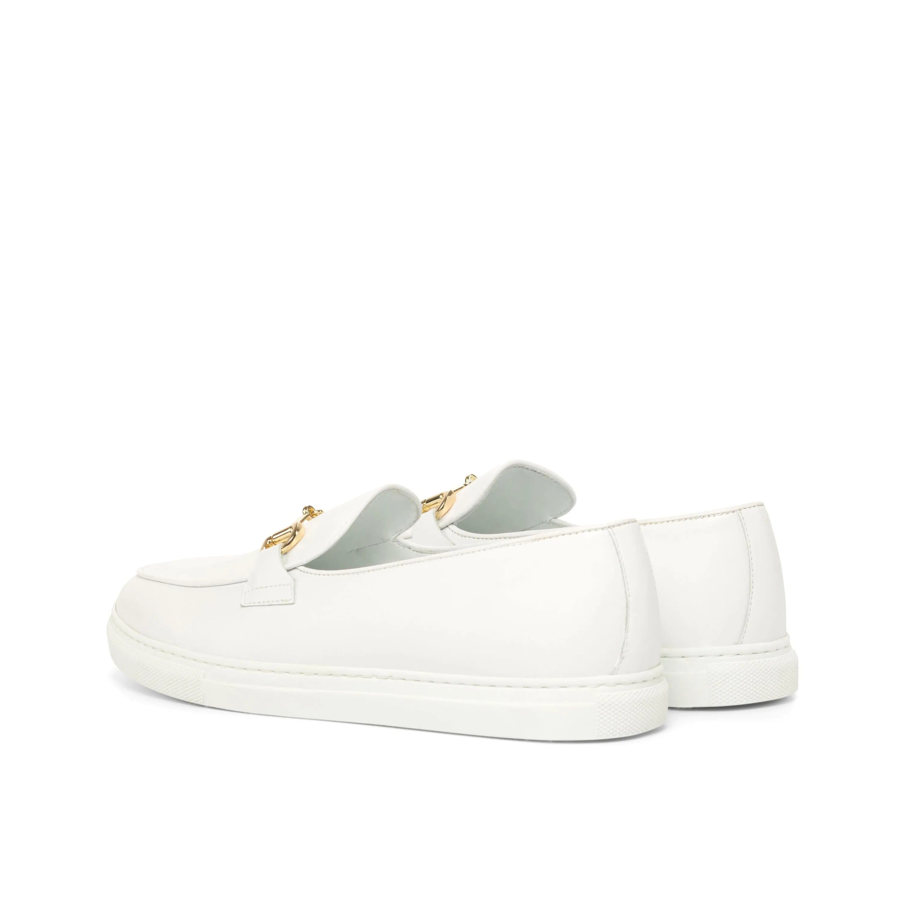 White leather loafers with gold accents from the Frais Belgian Sneaker collection