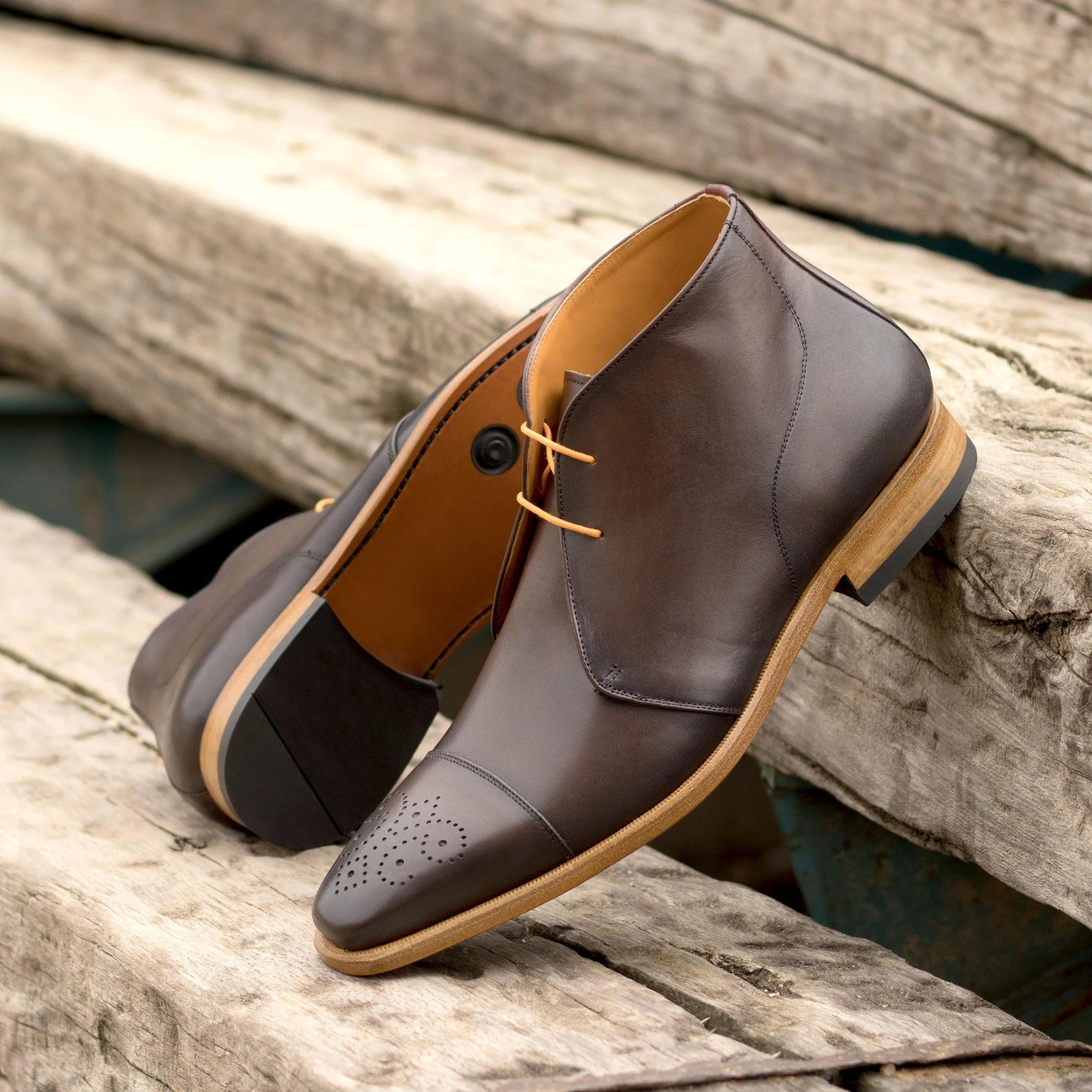 Brown leather Franko Chukka boots showcasing style and versatility for casual wear