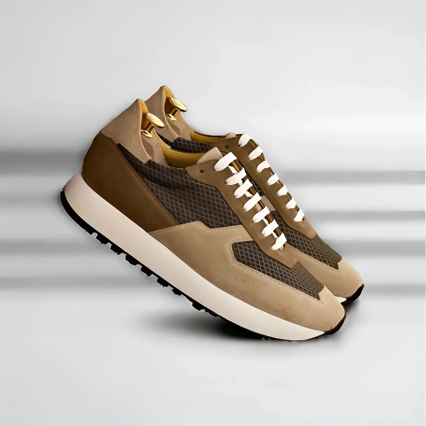 Stylish brown and beige FT19 Chunky Trainer Sneaker II featuring chunky style design