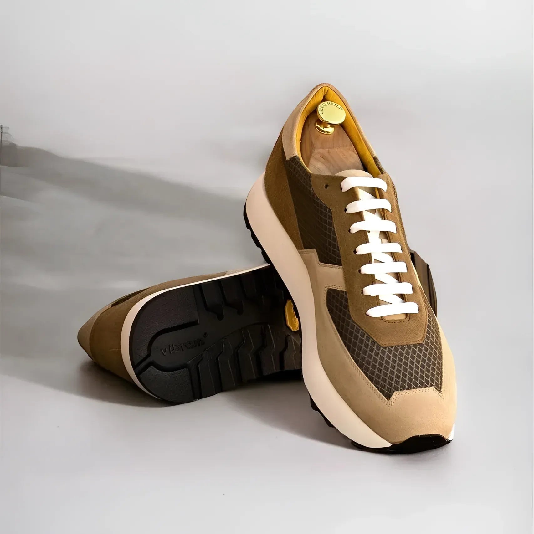 Tan and brown FT19 Chunky Trainer Sneaker showcasing chunky style trainer design