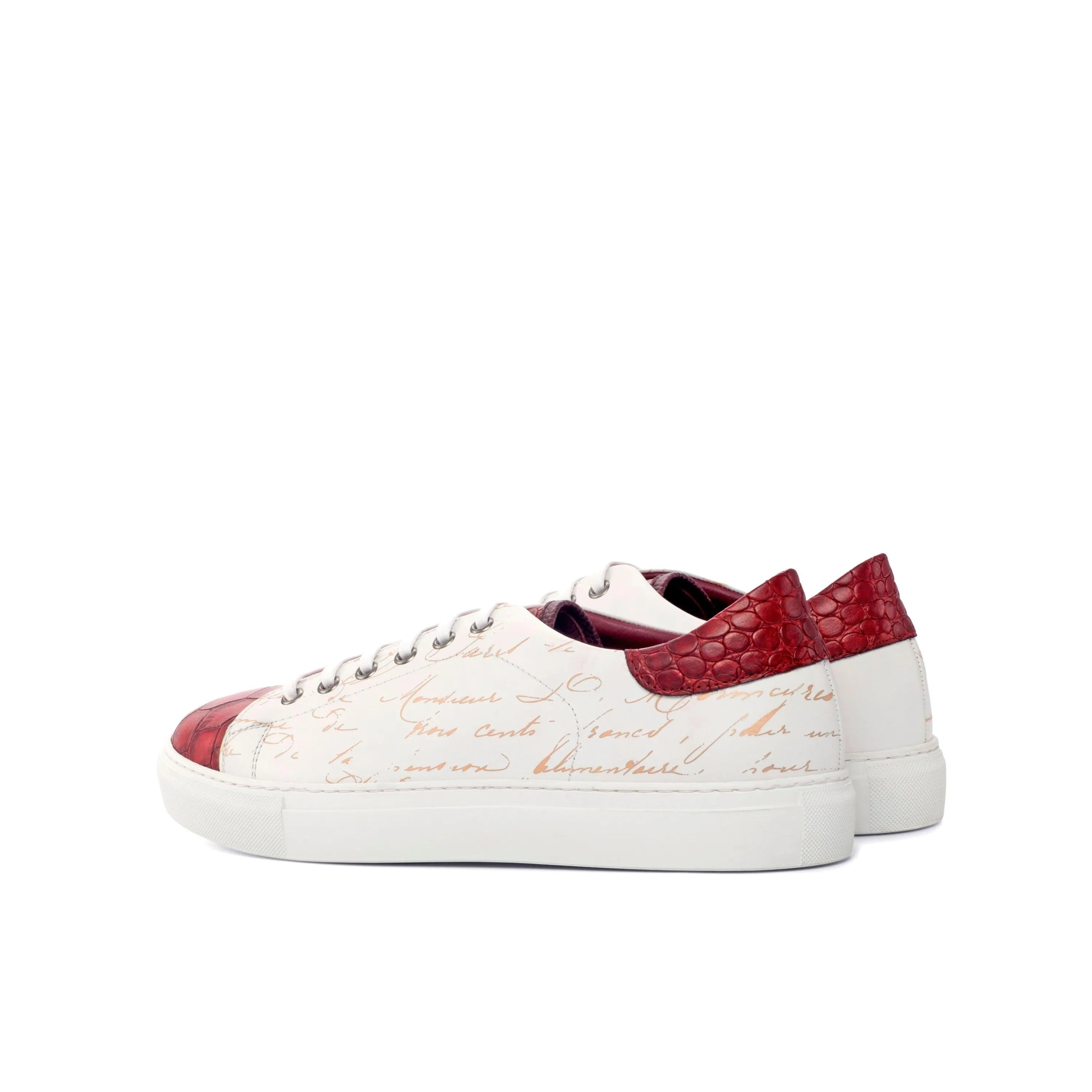 White and red leather G59 Trainer Sneaker II showcasing stylish athletic footwear