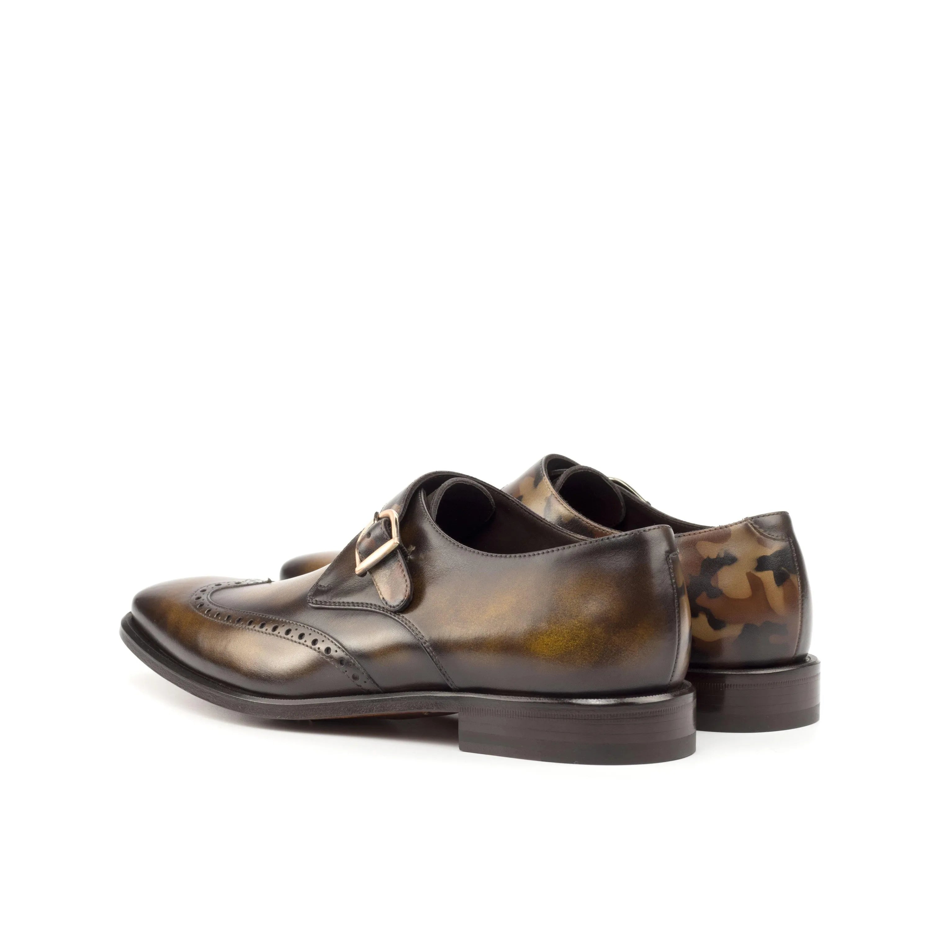 Olive green Galethio Single Monk Patina dress shoes showcasing elegant craftsmanship