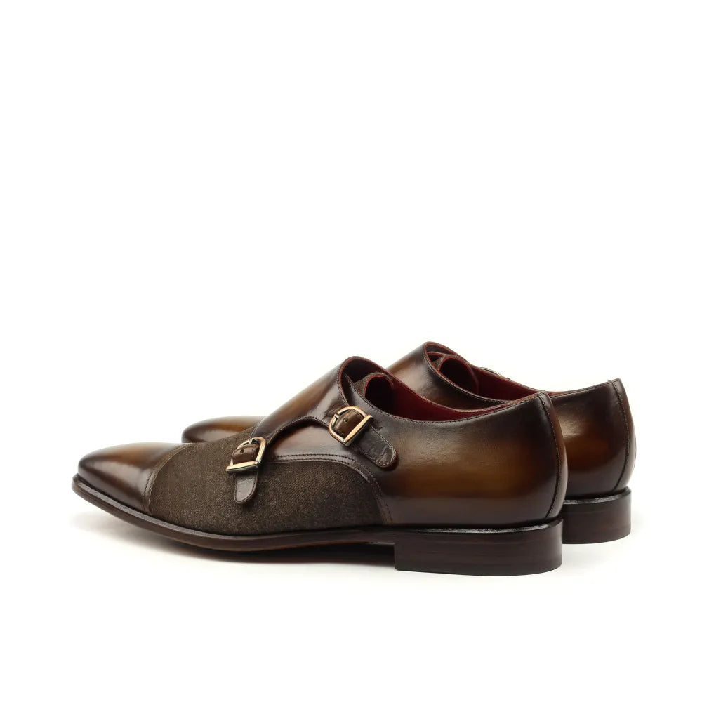 Gandhi Patina Double Monk Shoes - Men Dress