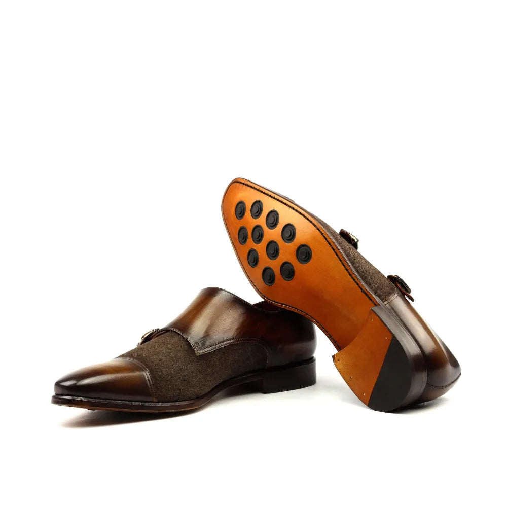 Gandhi Patina Double Monk Shoes - Men Dress