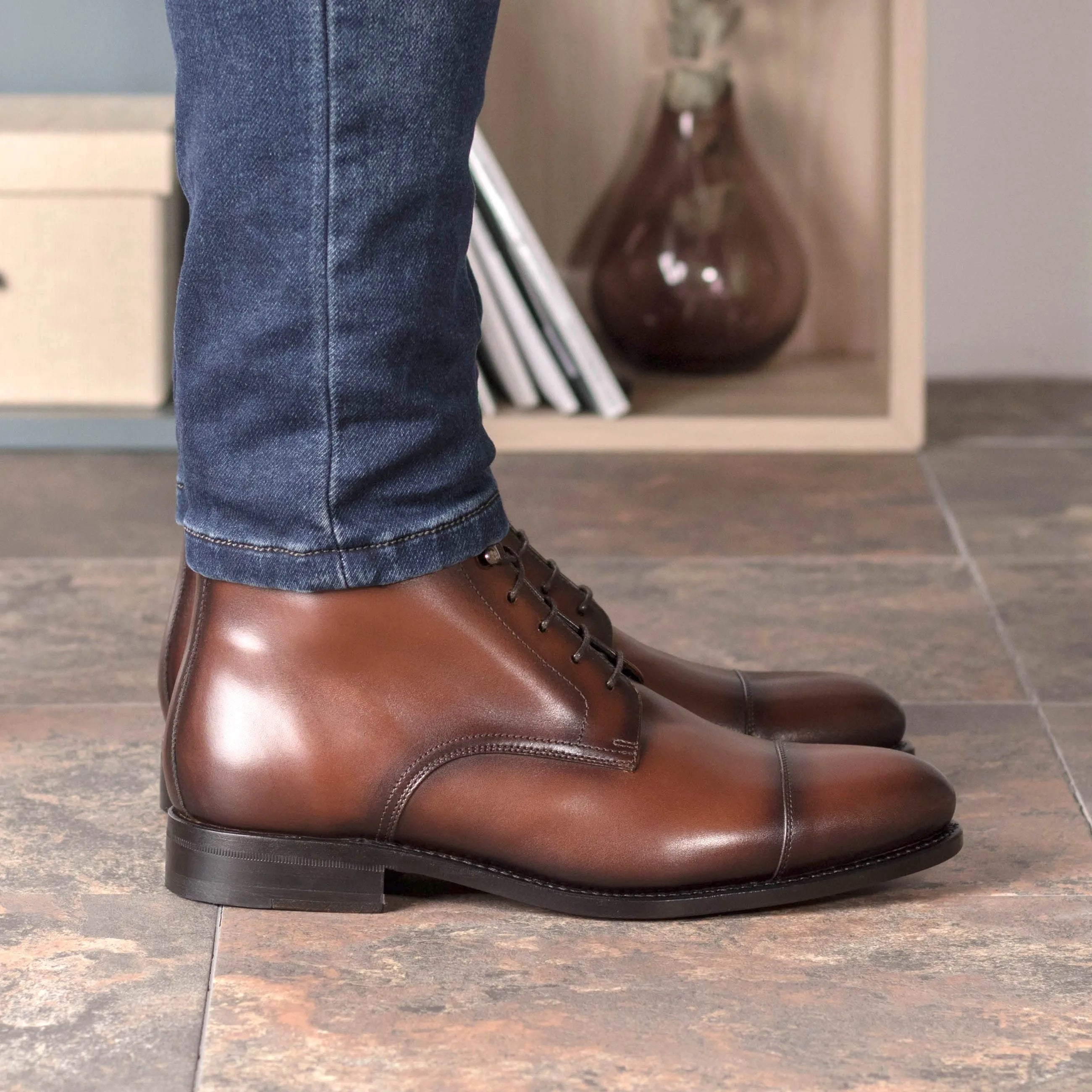 Brown leather Garza Jumper Boots for the fast lane, ideal for all business days