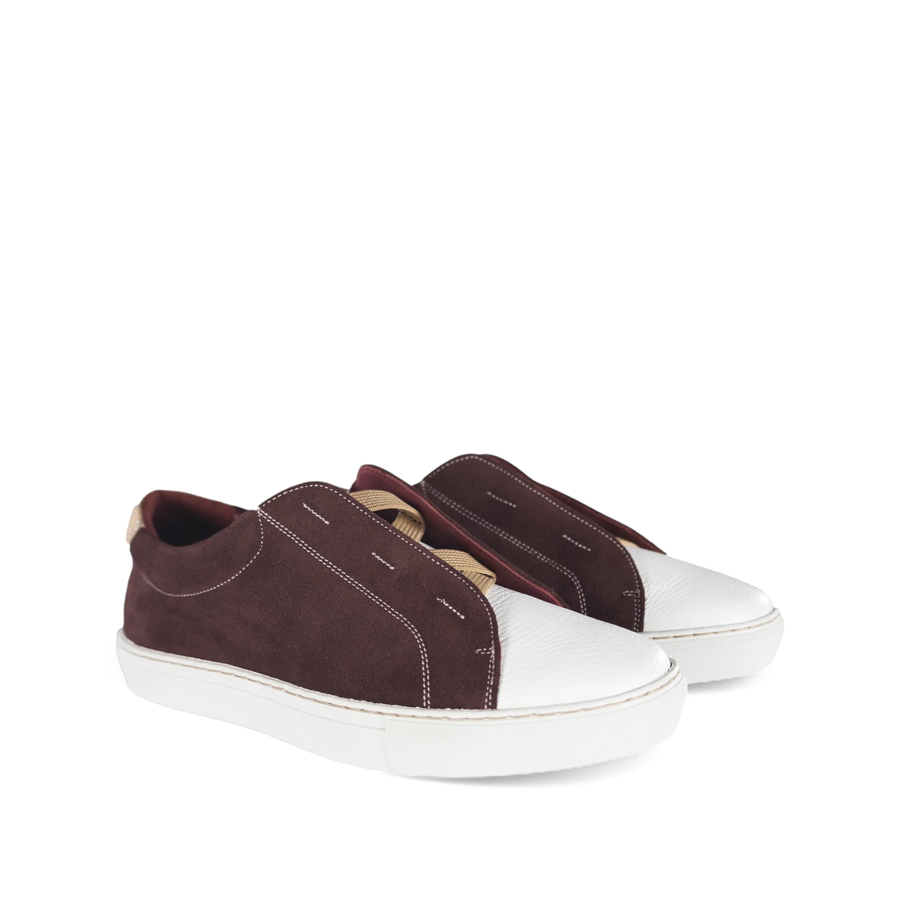 Burgundy and white Gavin Laceless Sneaker II showcasing stylish laceless sneaker design