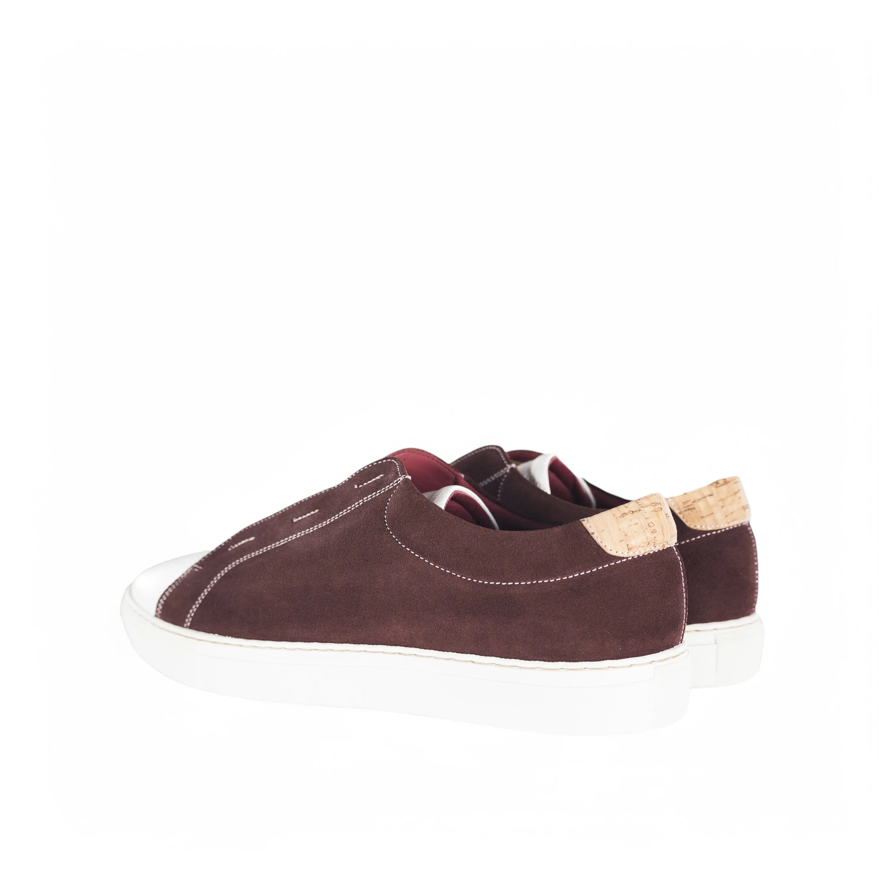 Burgundy Gavin Laceless Sneaker featuring stylish cork heel detail for added elegance